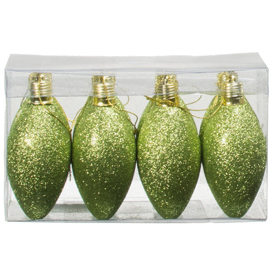 100MM Glitter Bulb Ornament: Lime (Set of 8) Item Number: XH950069