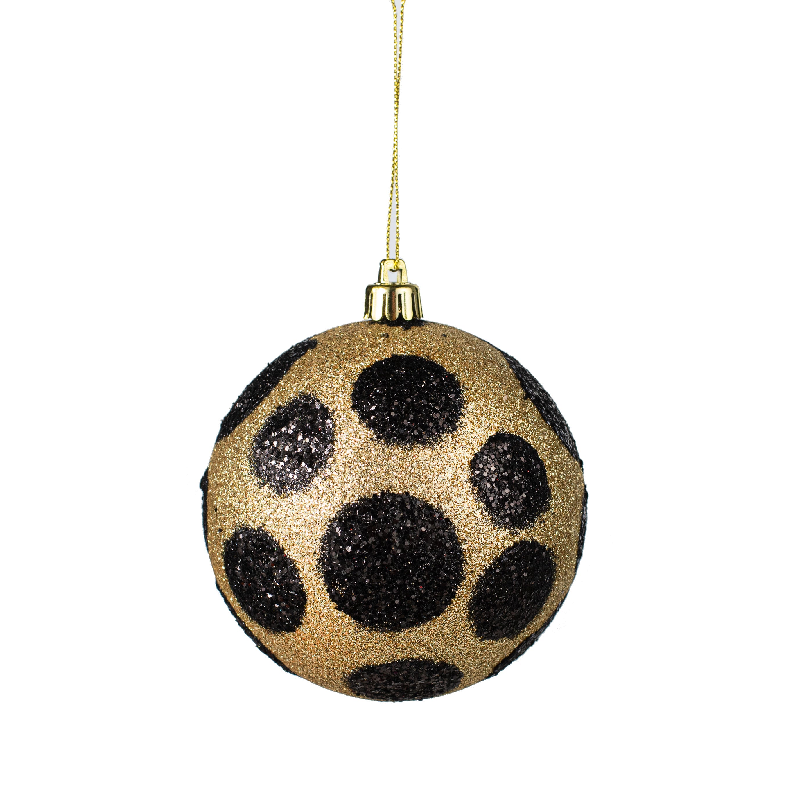 100MM Glitter Dot Ball Ornament: Black & Gold Item Number: XY8670M2
