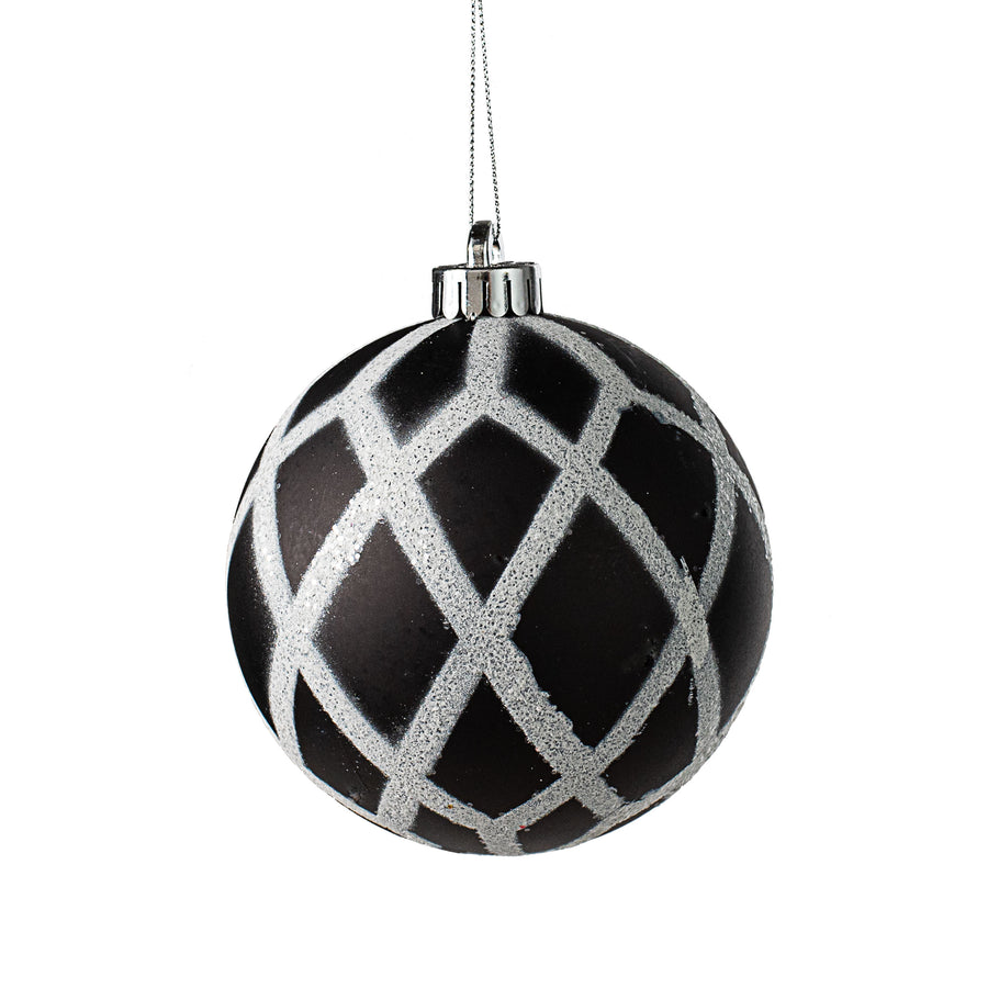 120MM Glitter & Matte Harlequin Ball Ornament: Black & White Item Number: XY8831TX