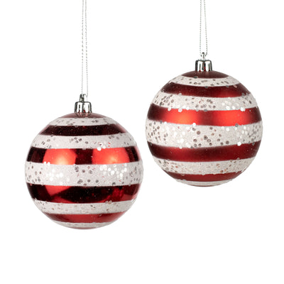 100MM Horizontal Stripe Ball Ornaments: Red (Box of 12) Item Number: XH945624
