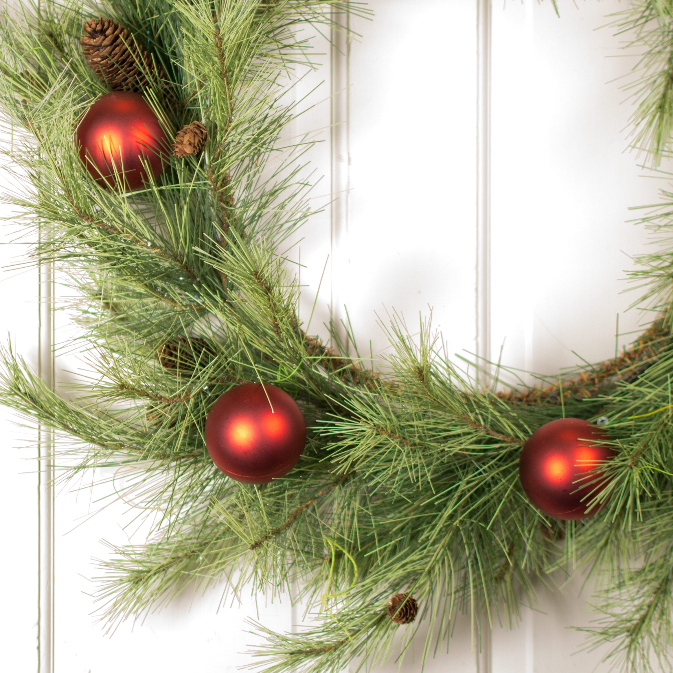 70MM Matte Ball Ornament On Wire: Red (12) Lifestyle Photo