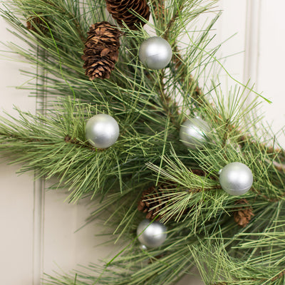 30MM Matte Ball Ornament On Wire: Silver (72) Lifestyle Photo