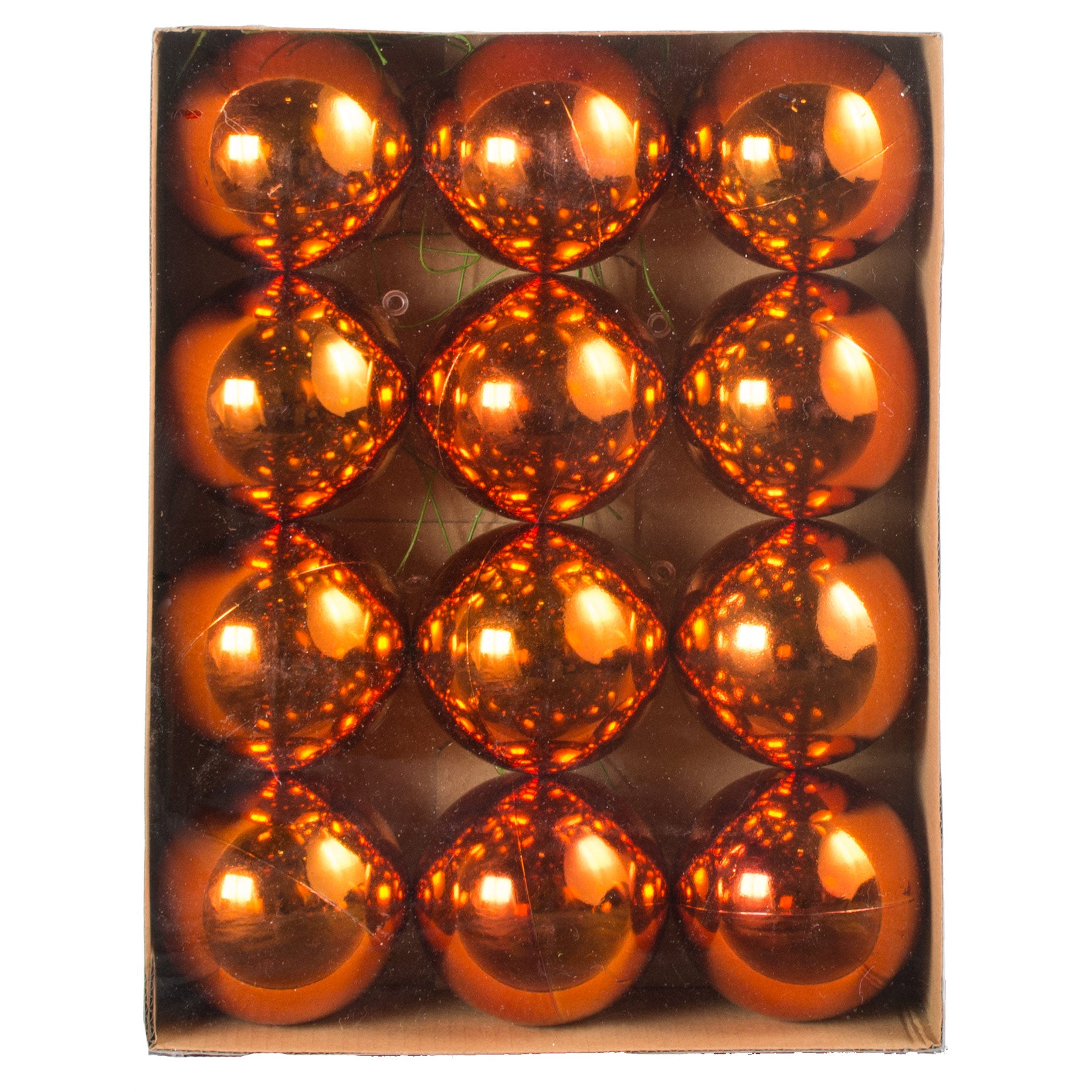 70MM Metallic Ball Ornament On Wire: Copper Orange (12) Item Number: XH821948