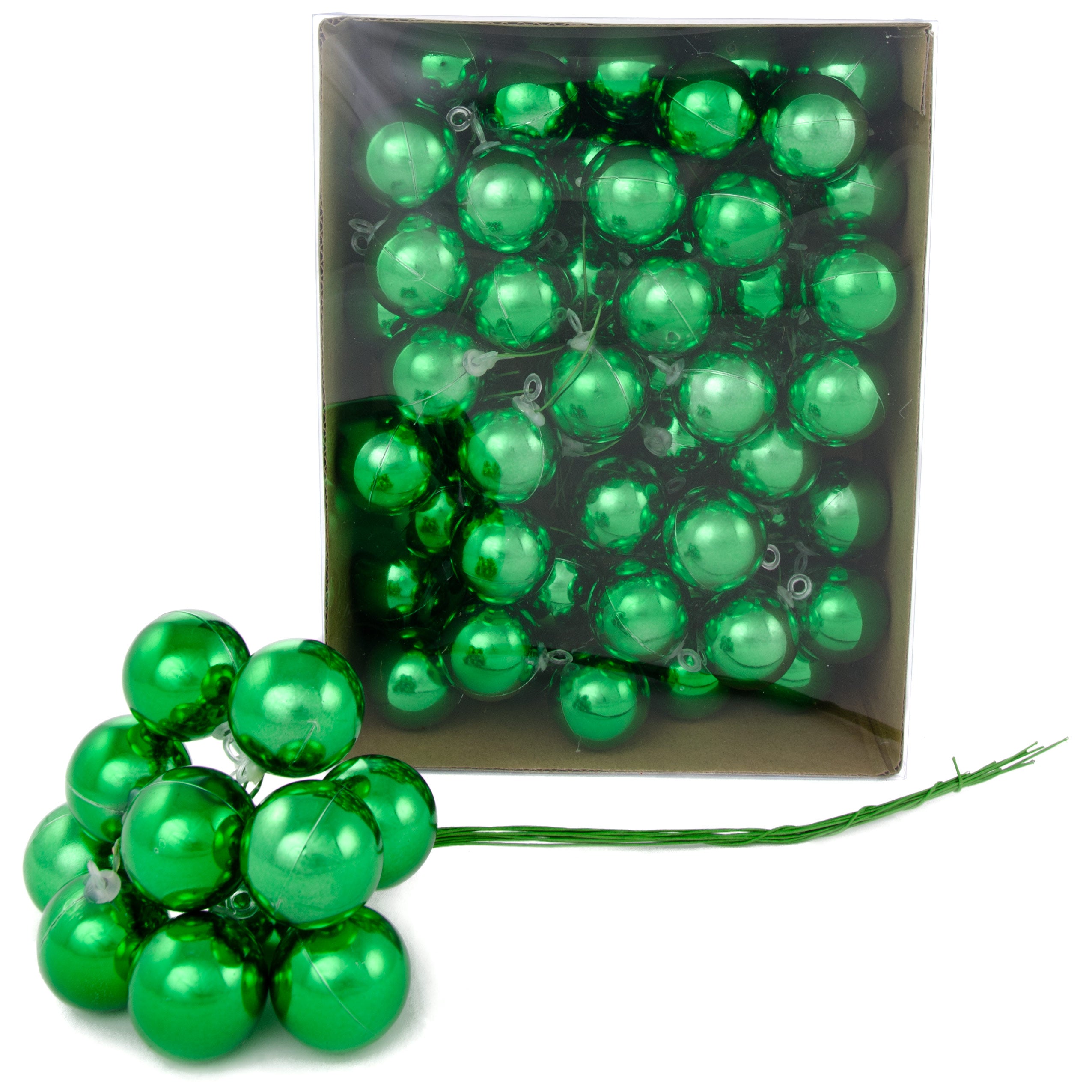 30MM Metallic Ball Ornament On Wire: Emerald Green (72) Item Number: XH821306