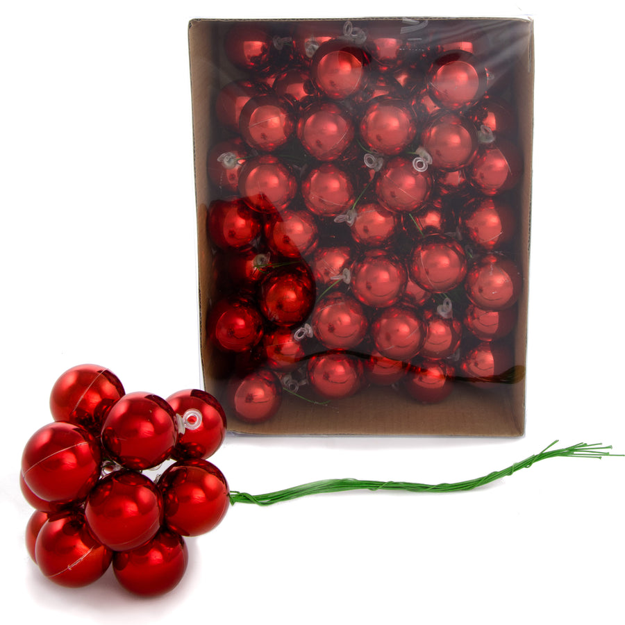 30MM Metallic Ball Ornament On Wire: Red (72) Item Number: XH821324