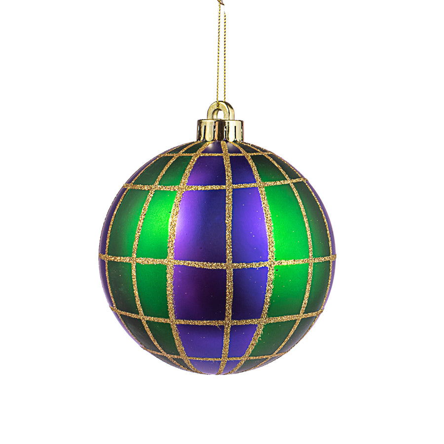 120MM Plaid Ball Ornament: Mardi Gras Item Number: XY853358