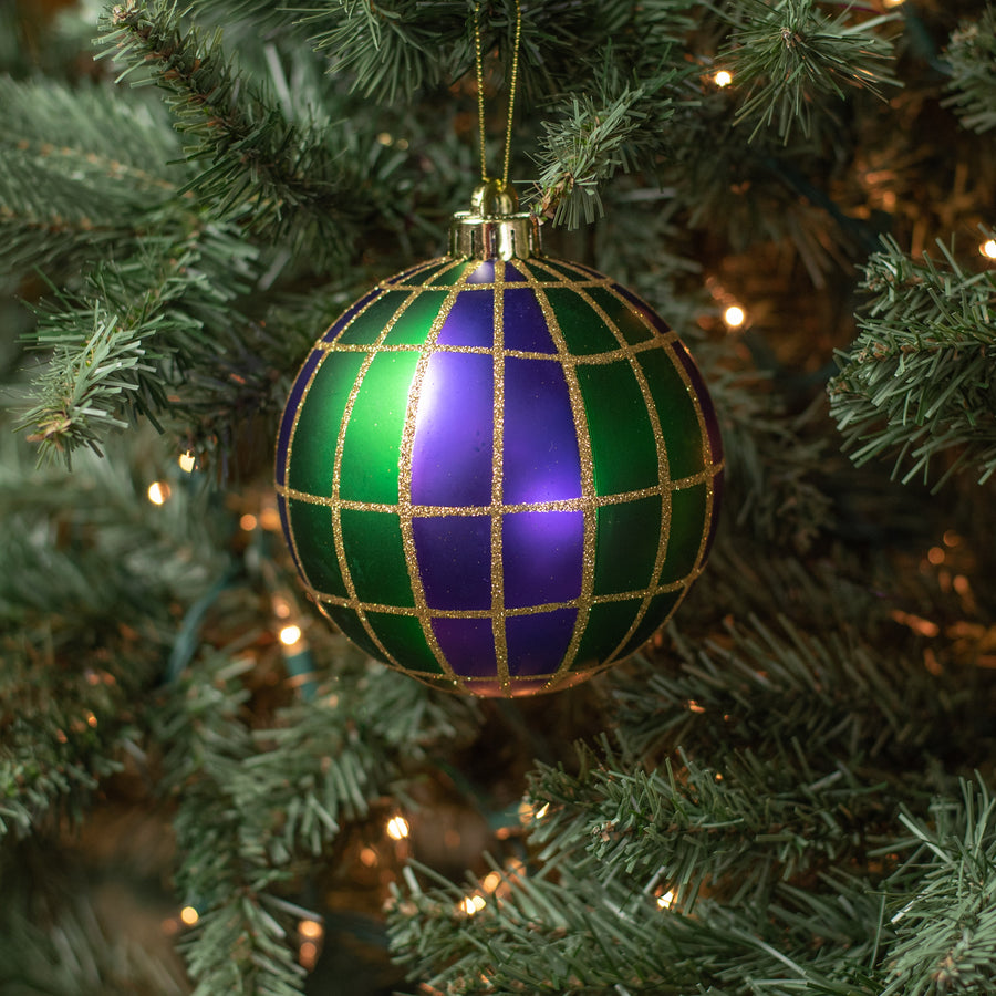 120MM Plaid Ball Ornament: Mardi Gras Lifestyle Photo