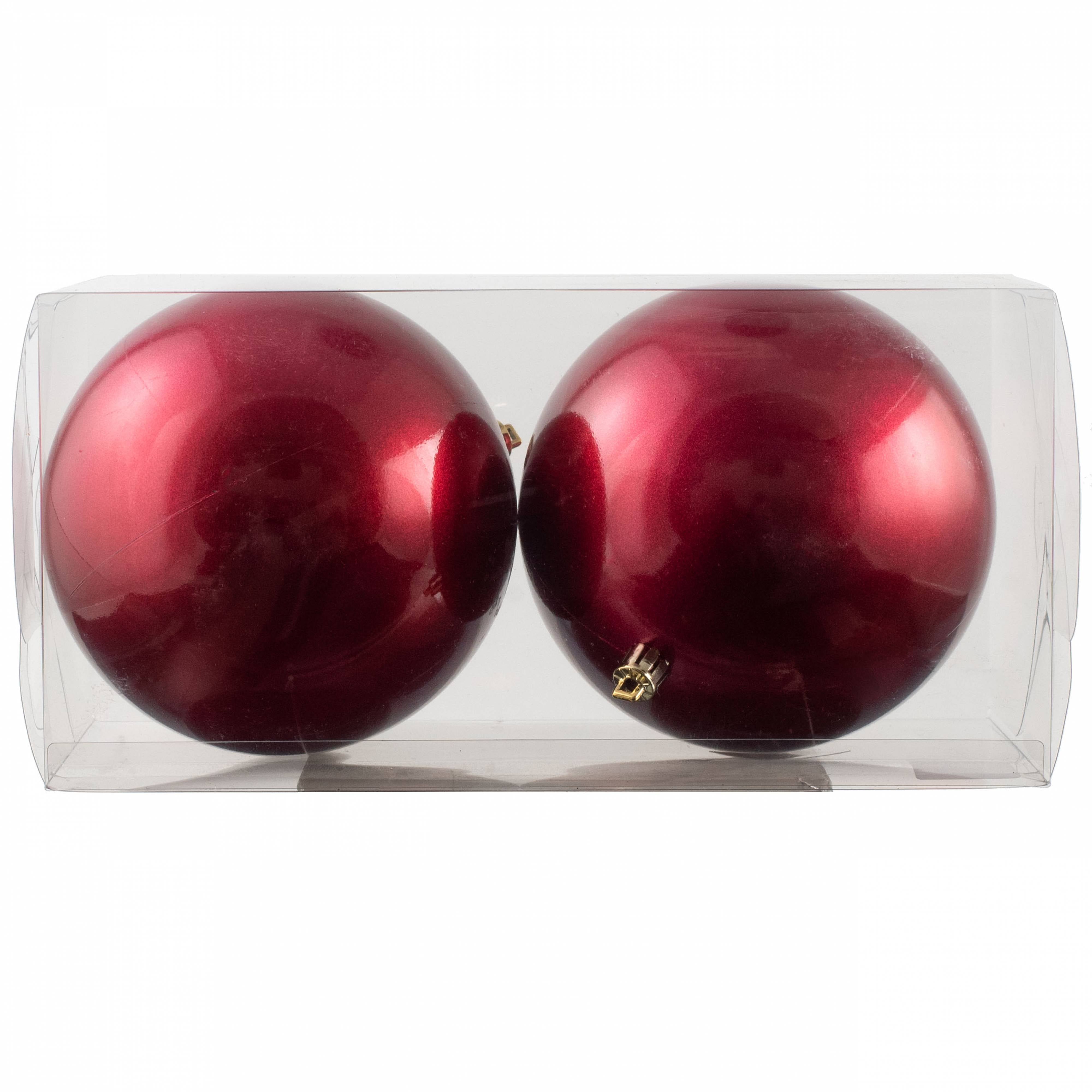 120MM Plastic Ball Ornament: Candy Apple Burgundy (Set of 2) Item Number: 157148