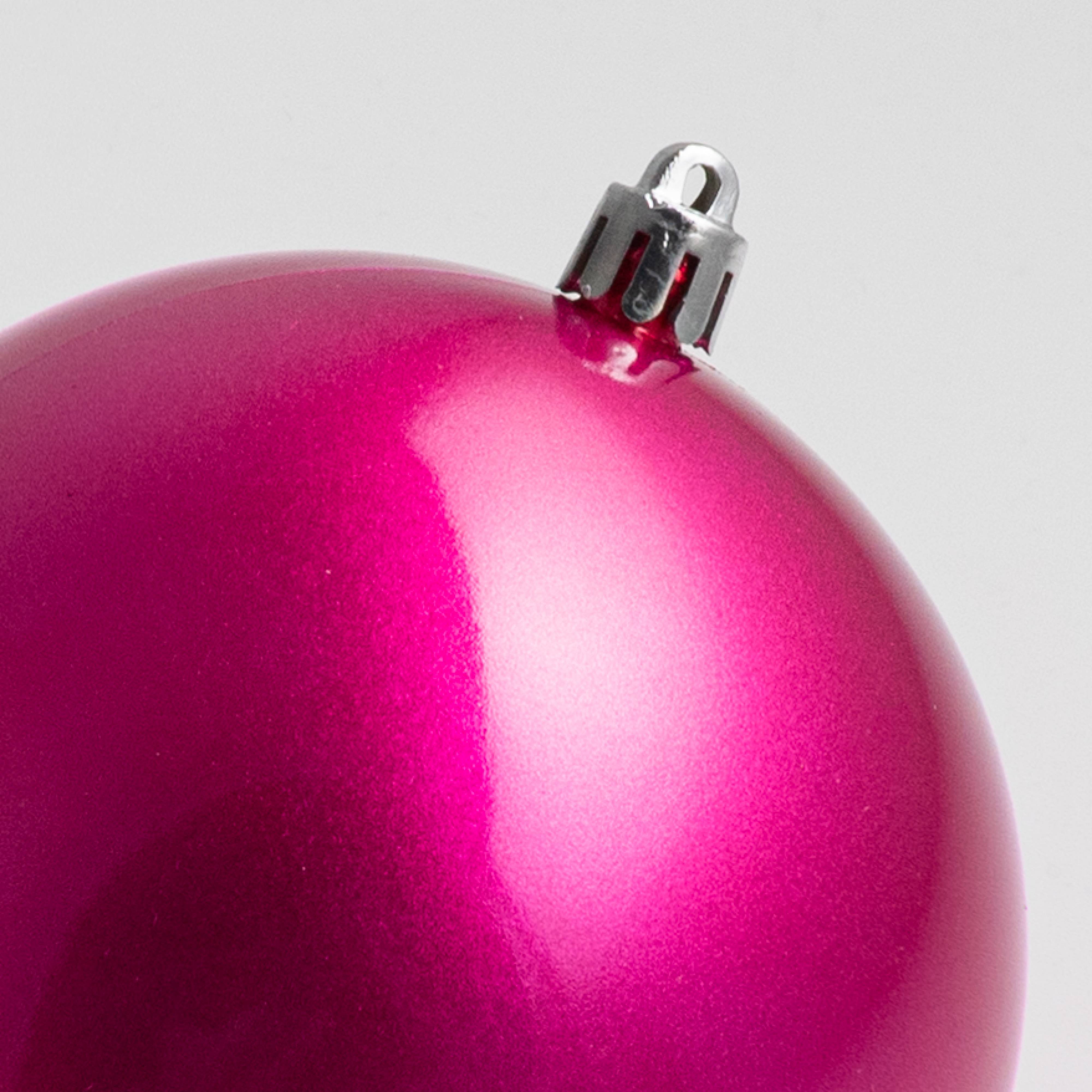 100MM Plastic Ball Ornament: Candy Apple Fuchsia (Set of 4) detail photo 3