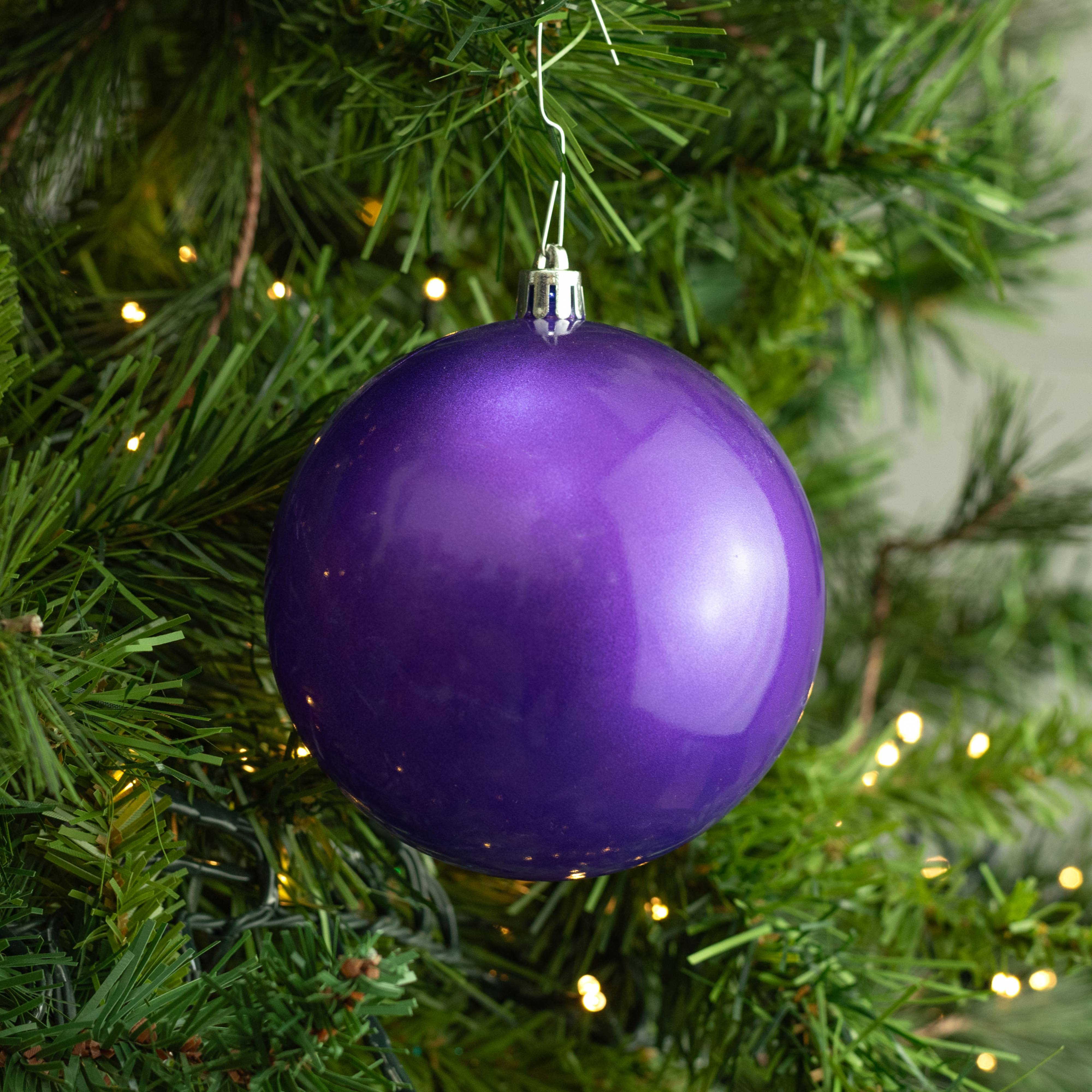 100MM Plastic Ball Ornament: Candy Apple Purple (Set of 4) Lifestyle Photo