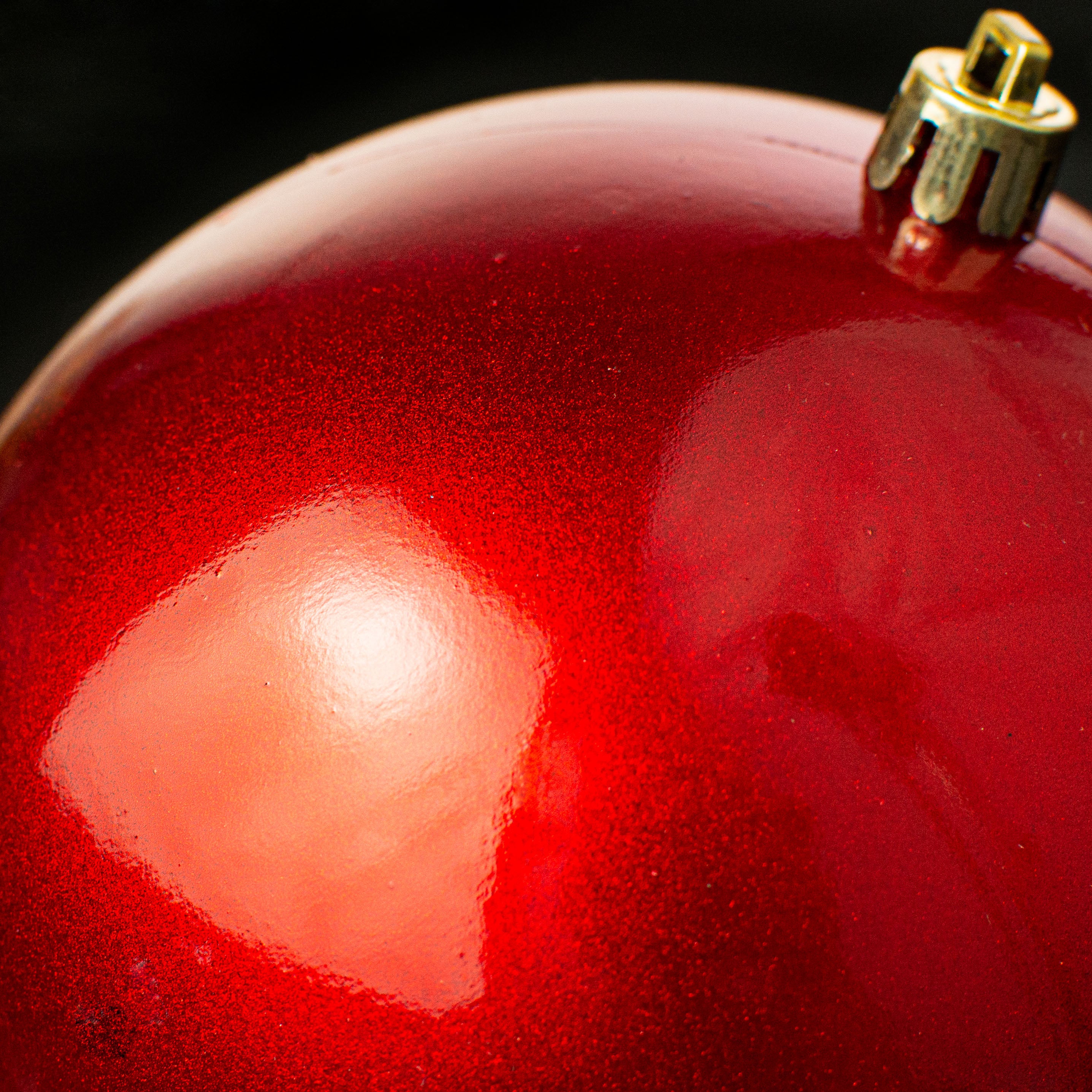 100MM Plastic Ball Ornament: Candy Apple Red (Set of 4) detail photo 3
