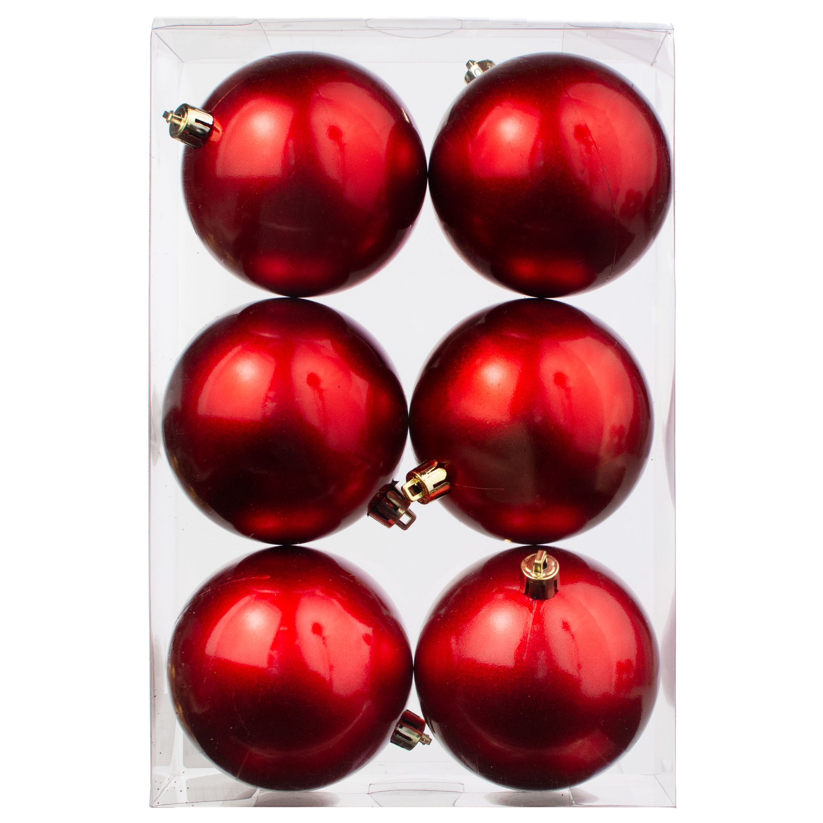 80MM Plastic Ball Ornament: Candy Apple Red (Set of 6) Item Number: 157035