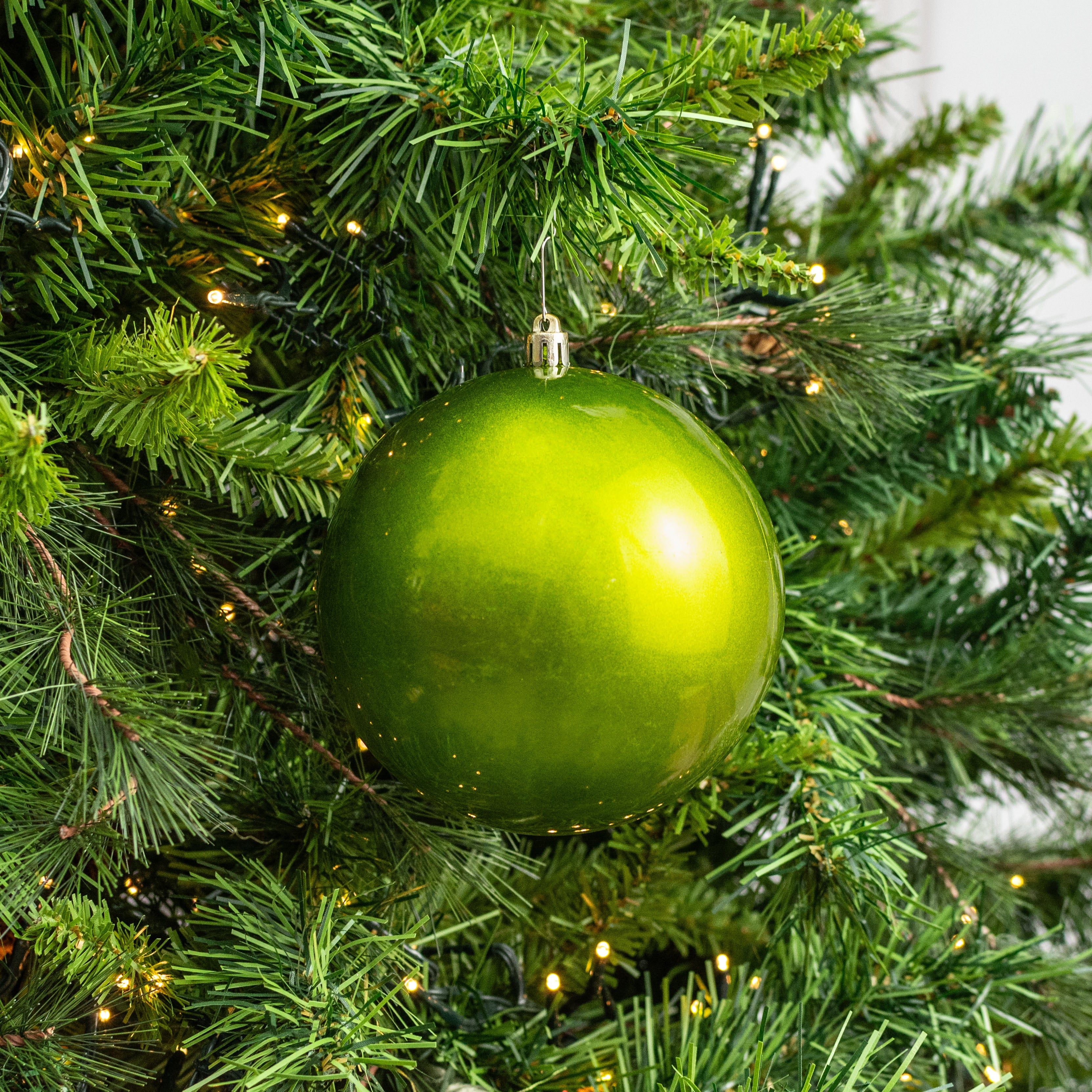 120MM Plastic Ball Ornaments: Candy Apple Lime Green (Set of 2) Lifestyle Photo