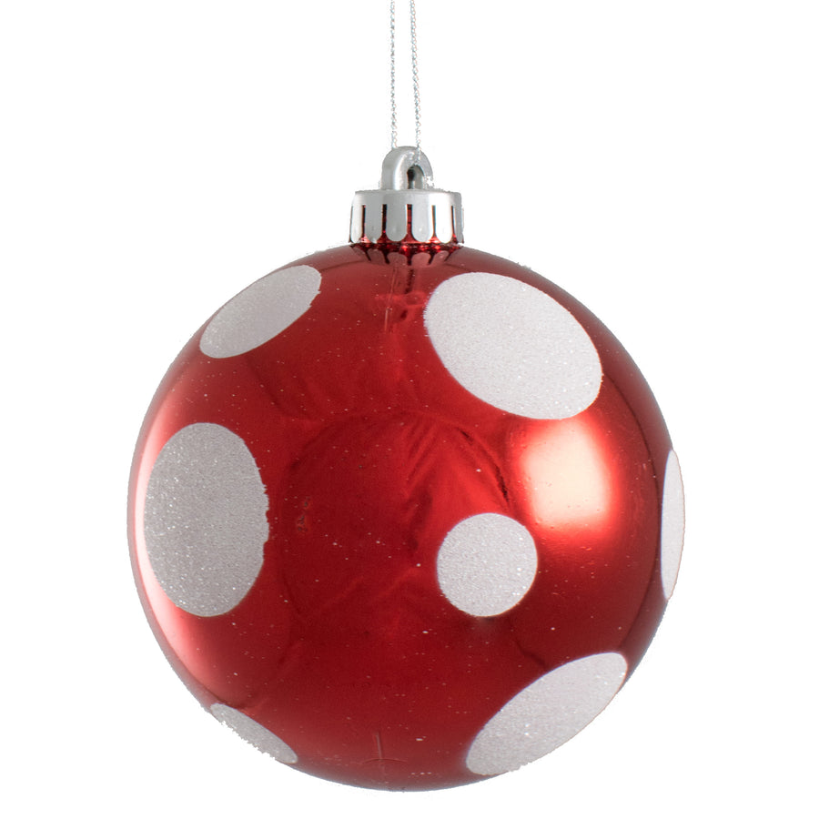 120MM Polka Dot Ball Ornament: Red & White Item Number: XH9521MA