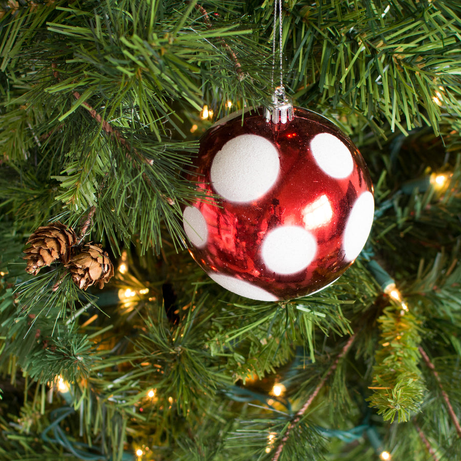 100MM Polka Dot Ornament: Red & White Lifestyle Photo