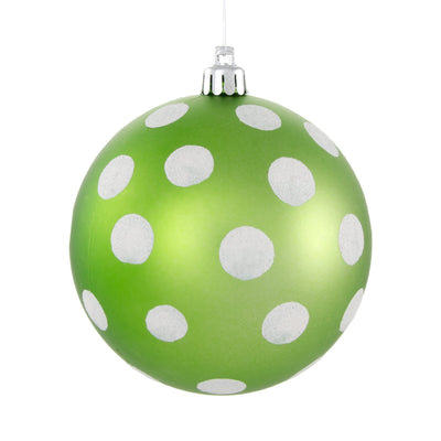 100MM Polka Dot Polka Dot Ornament: Matte Lime Green & White Item Number: XH102469