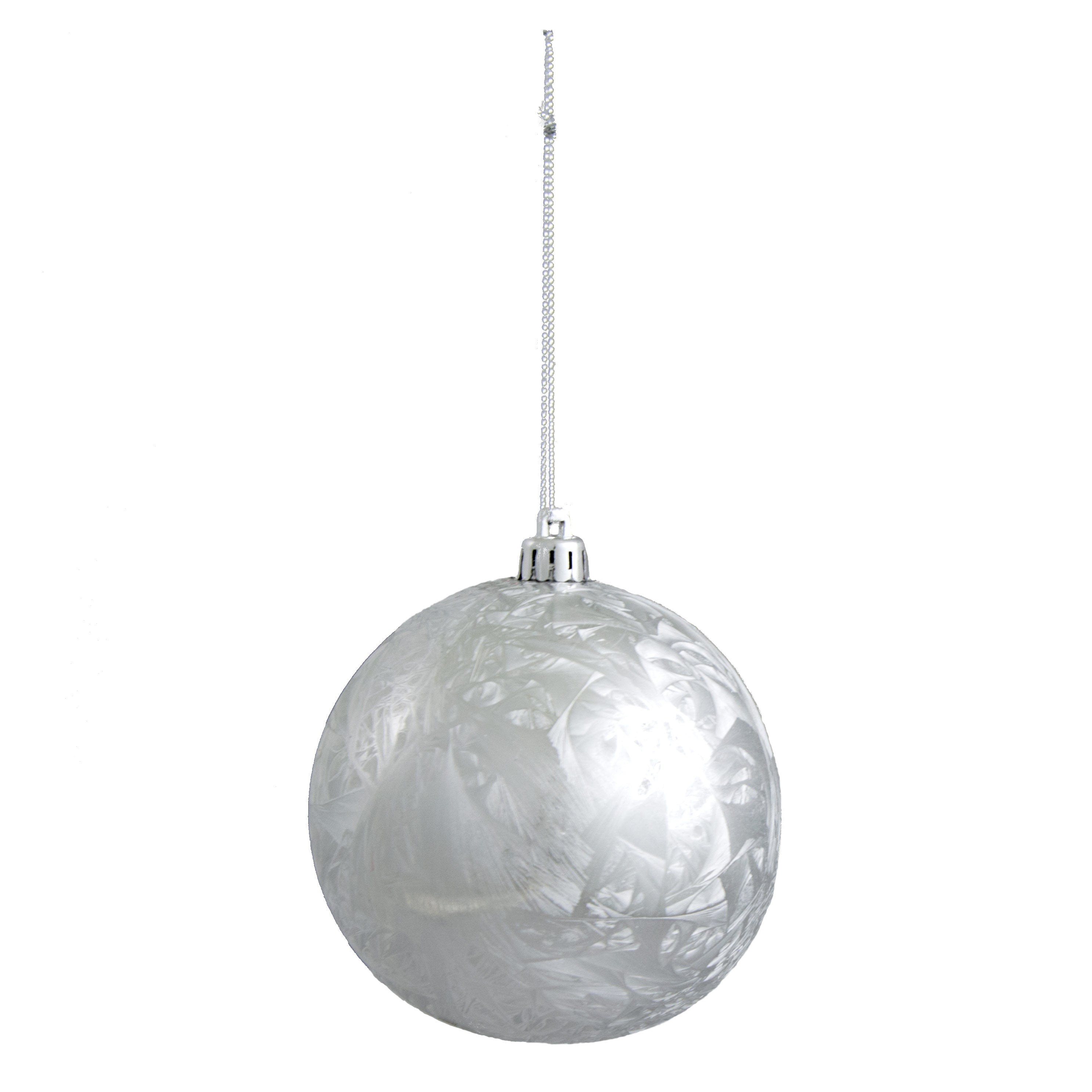 100MM Round Feather Ball Ornament: Silver Item Number: XH101826