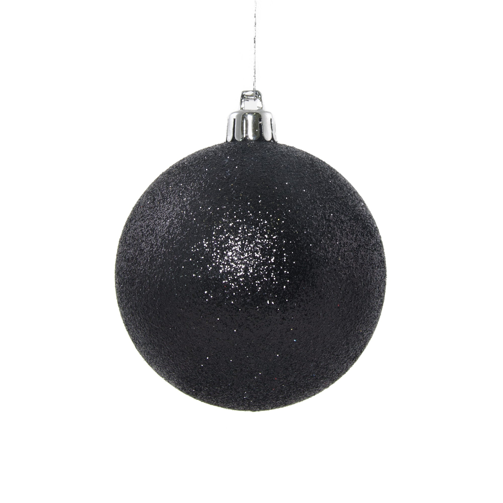 80MM Round Glitter Ball Ornament: Black Item Number: XY203302