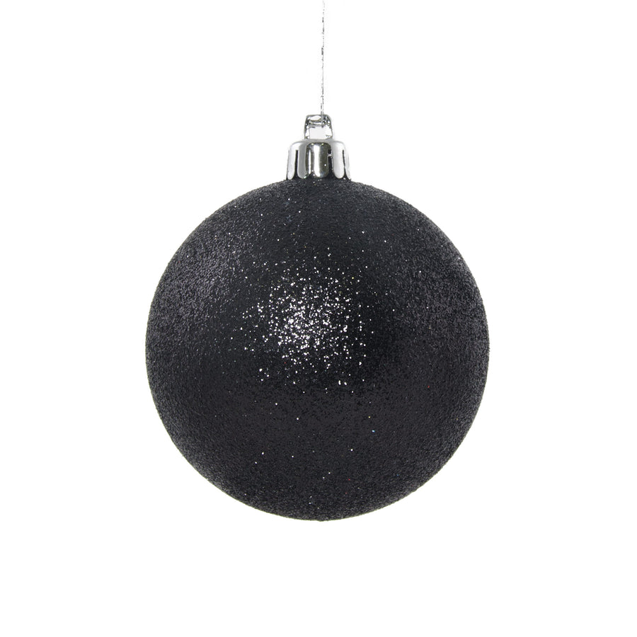 80MM Round Glitter Ball Ornament: Black Item Number: XY203302
