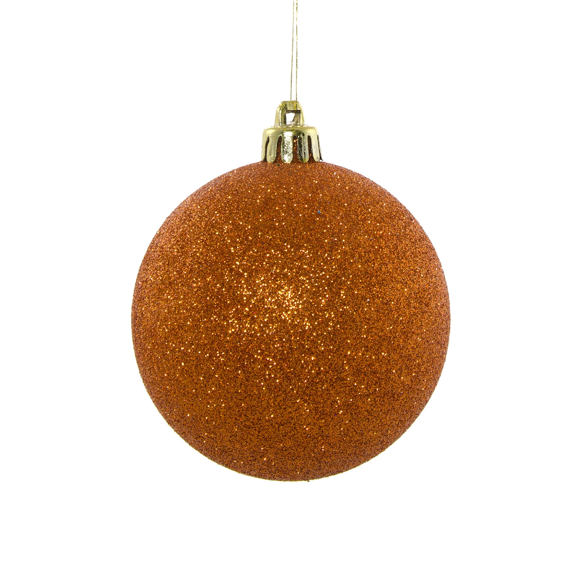 80MM Round Glitter Ball Ornament: Copper Orange Item Number: XY203348