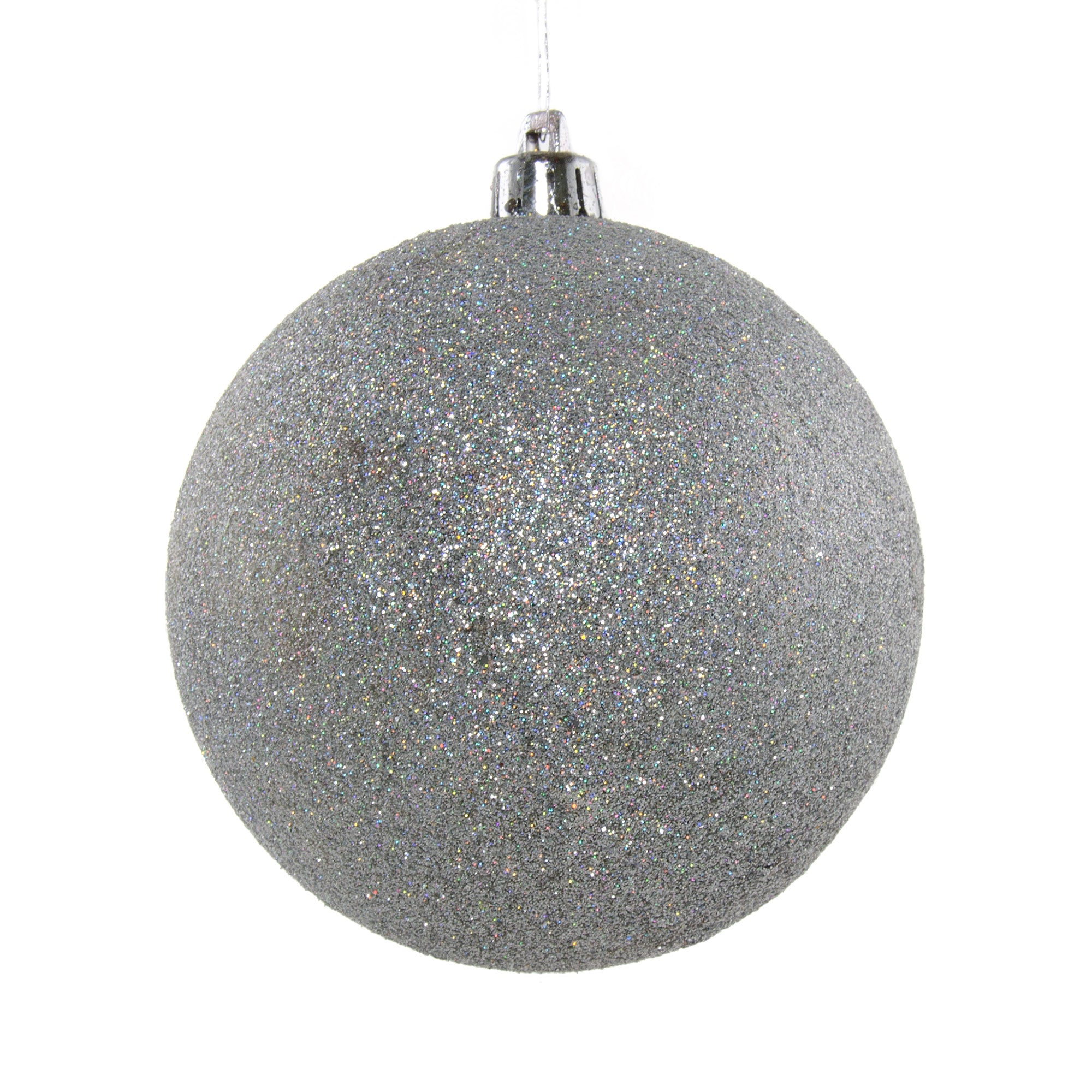 100MM Round Glitter Ball Ornament: Laser Silver Item Number: XY347226