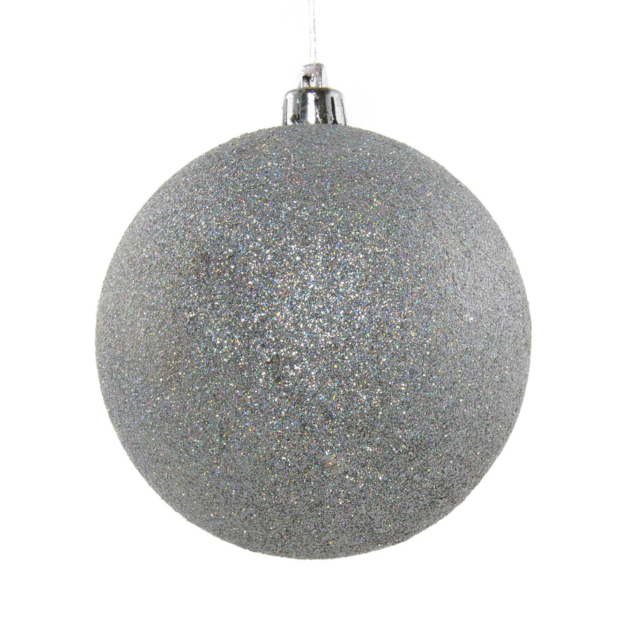 100MM Round Glitter Ball Ornament: Laser Silver Item Number: XY347226