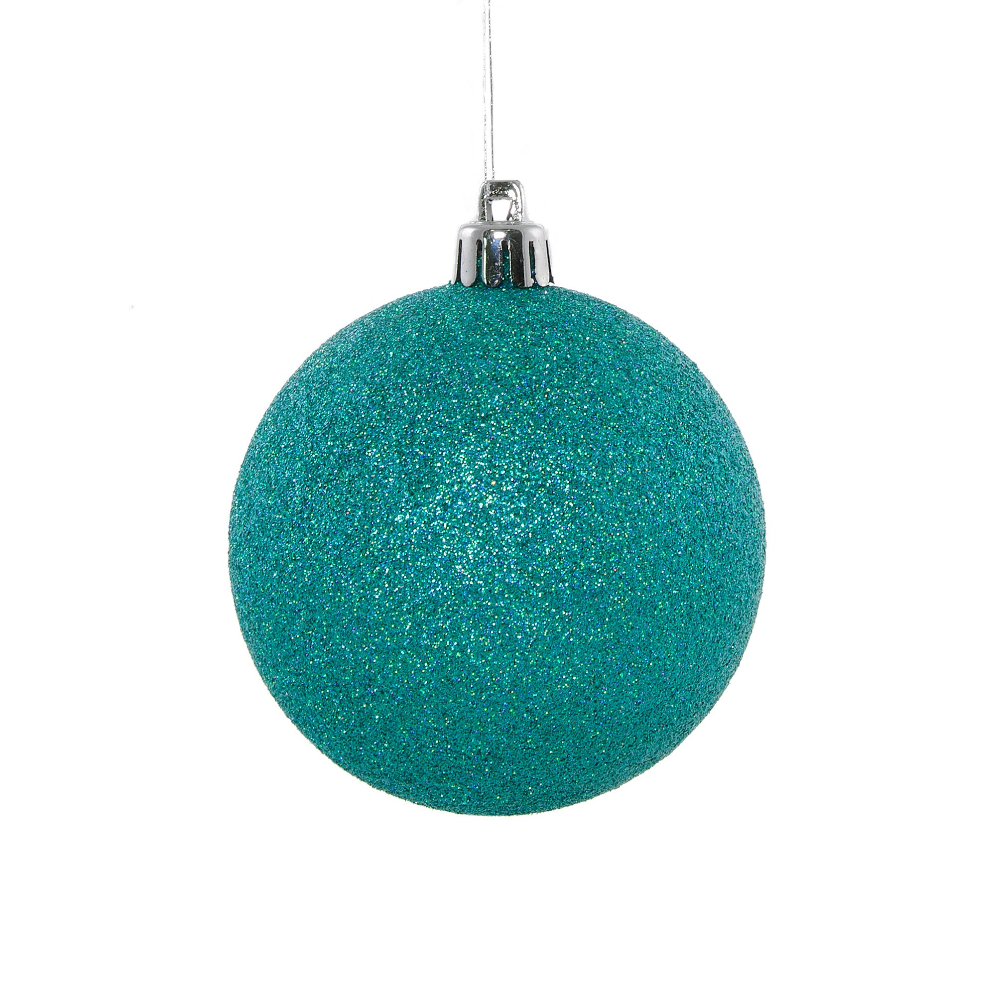 80MM Round Glitter Ball Ornament: Laser Turquoise Blue Item Number: XY3471EK