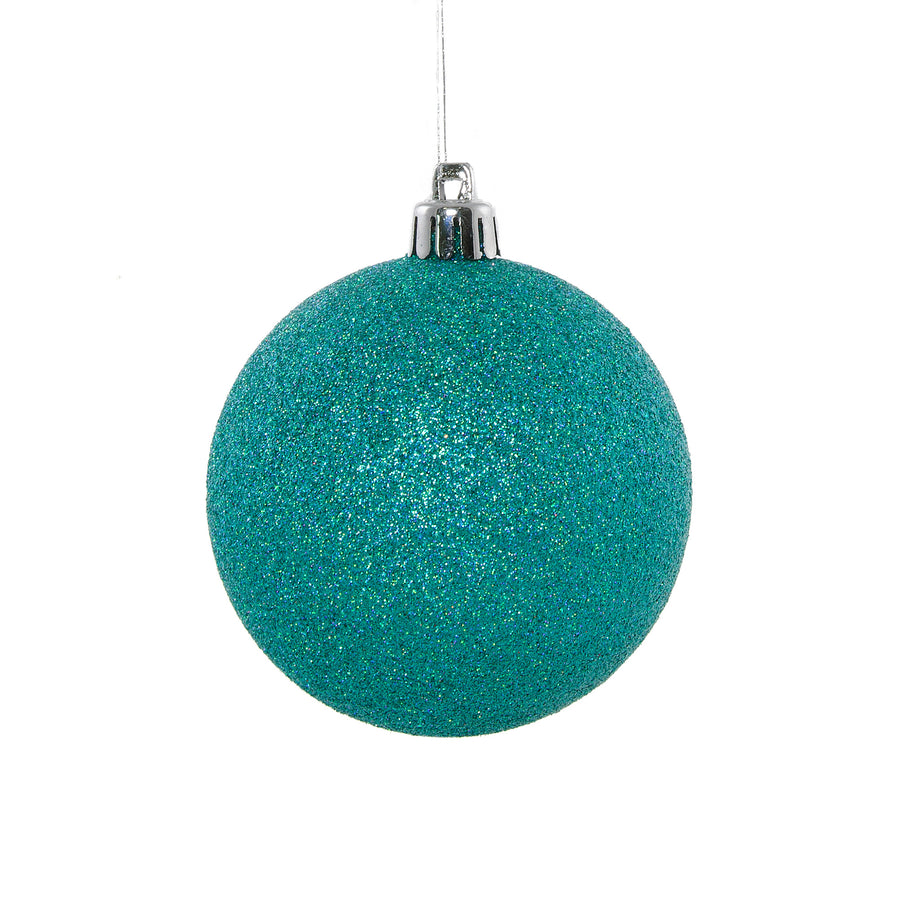 80MM Round Glitter Ball Ornament: Laser Turquoise Blue Item Number: XY3471EK