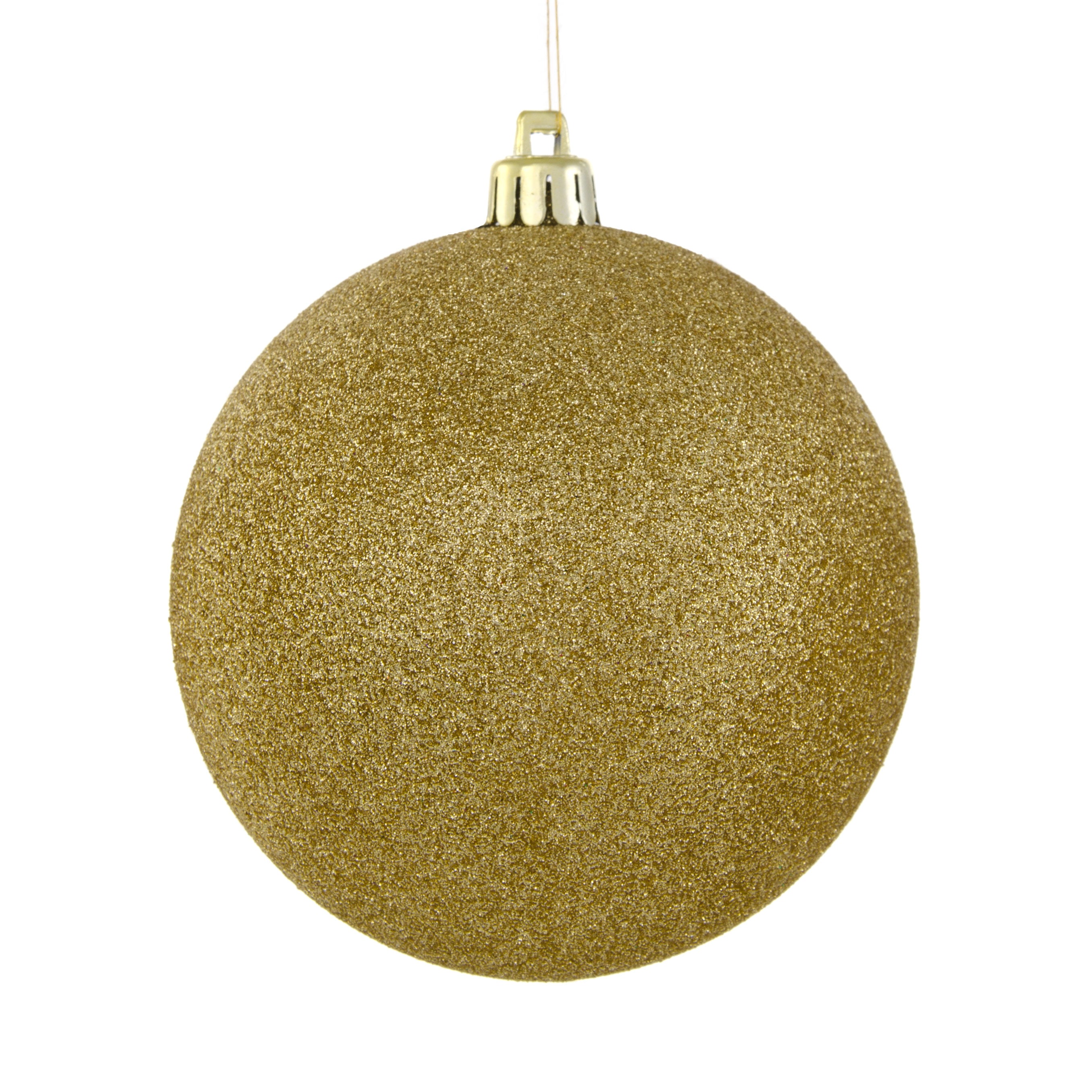 100MM Round Glitter Ball Ornament: Metallic Gold Item Number: XY203408