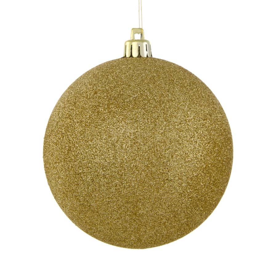 100MM Round Glitter Ball Ornament: Metallic Gold Item Number: XY203408