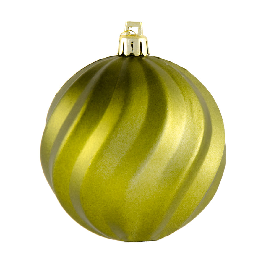 80MM Round Swirl Stripe Metallic Ball Ornament: Matte Moss Green Item Number: XY1253C1