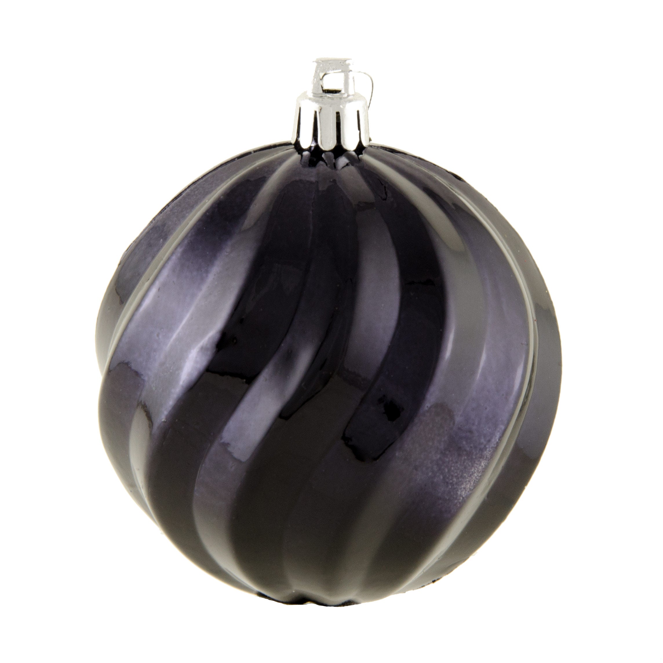 80MM Round Swirl Stripe Metallic Ball Ornament: Shiny Black Item Number: XY125202