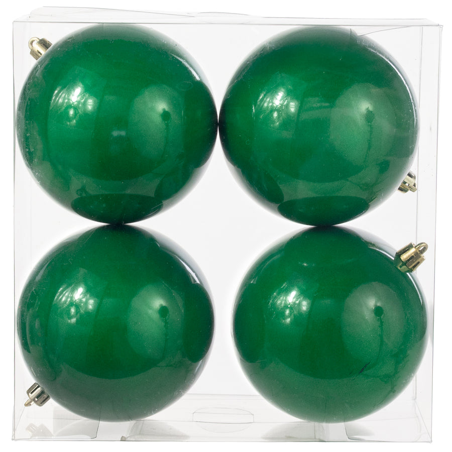100MM Seamless Plastic Ball Ornament: Pearl Emerald Green (Set of 4) Item Number: 216726