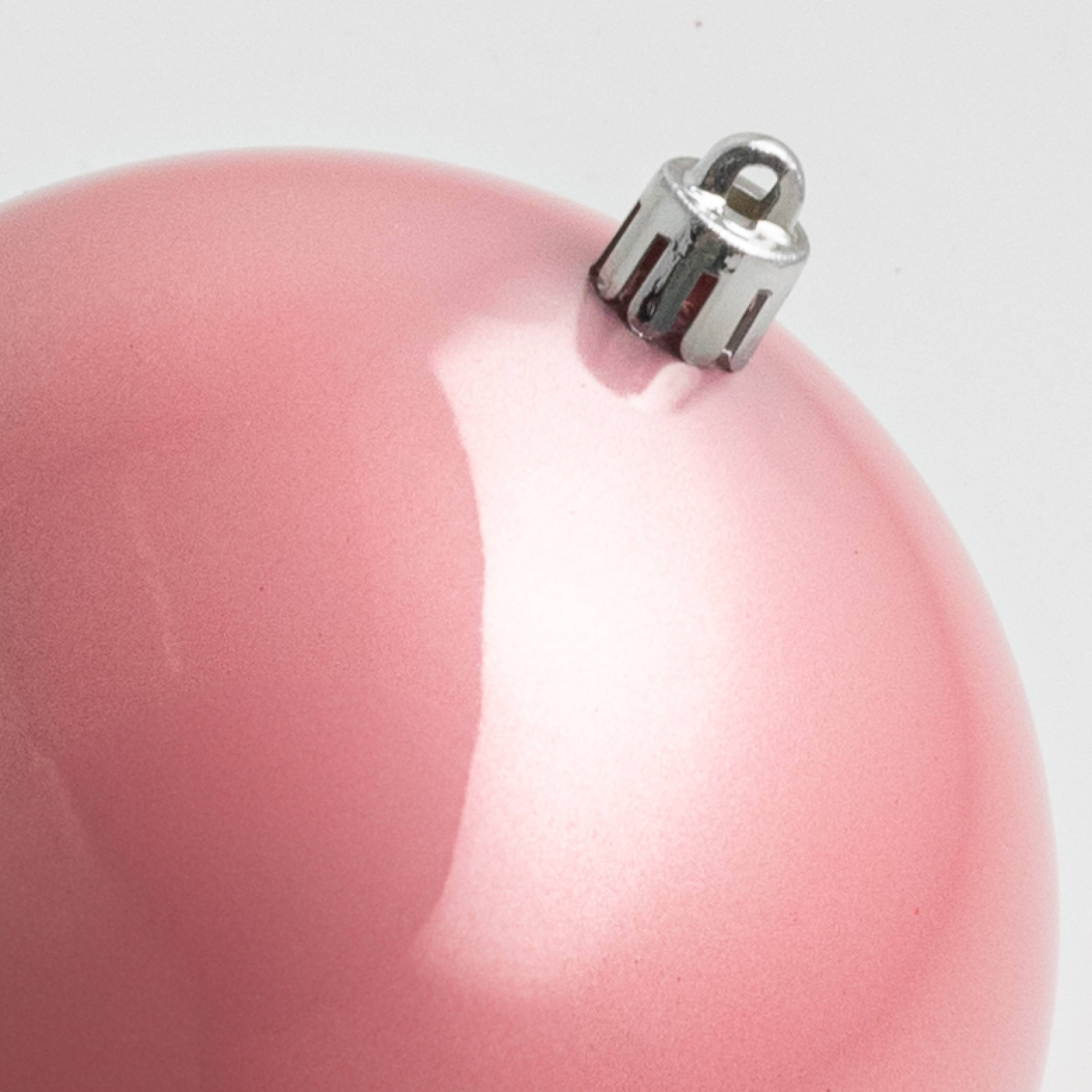 100MM Seamless Plastic Ball Ornament: Pearl Pink (Set of 4) detail photo 3