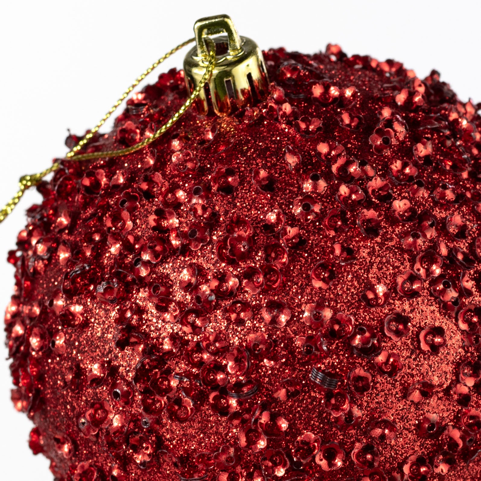 100mm Sequin & Glitter Ball Ornaments: Red (Box of 4)