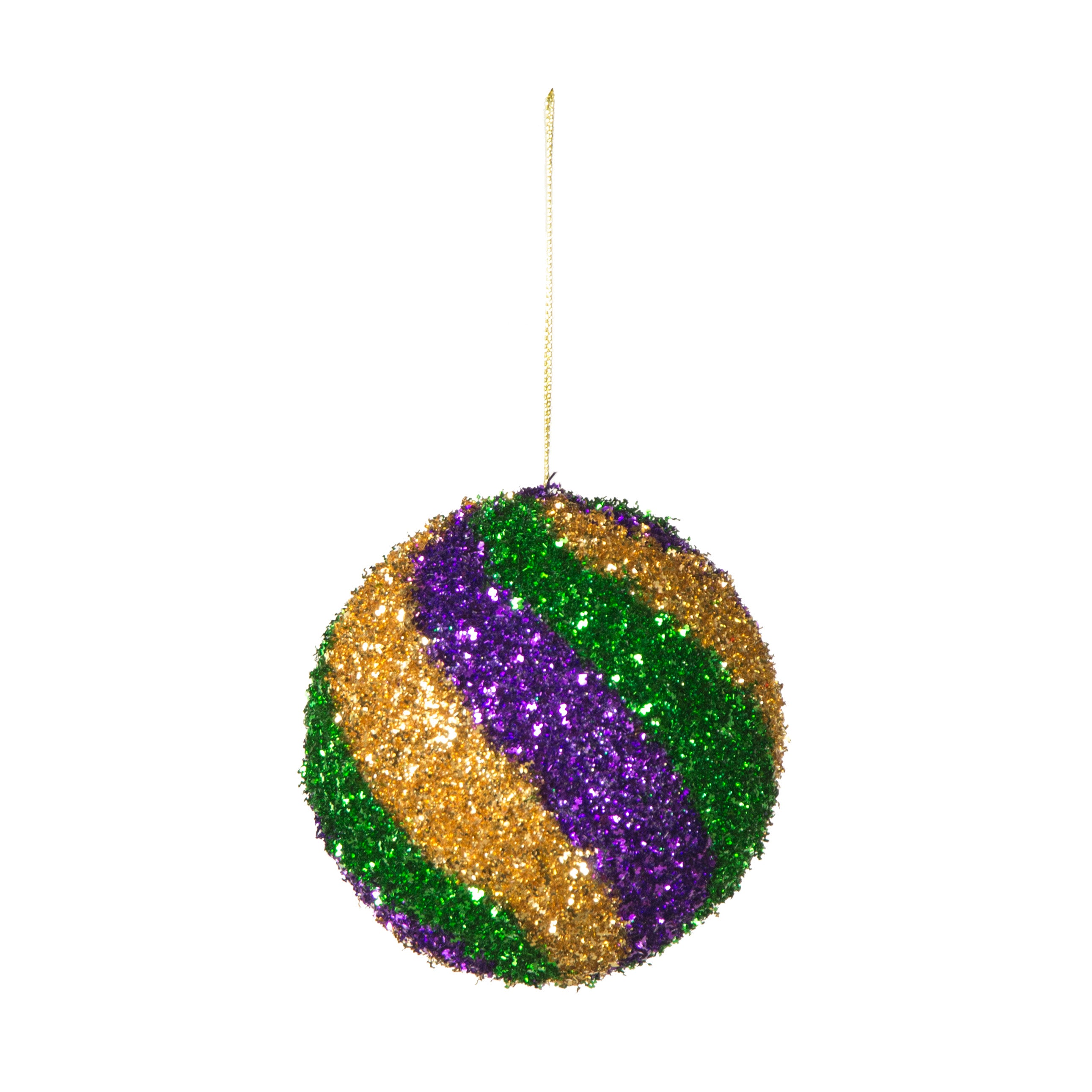 100MM Tinsel Swirl Ball Ornament: Mardi Gras Item Number: XJ4307TC