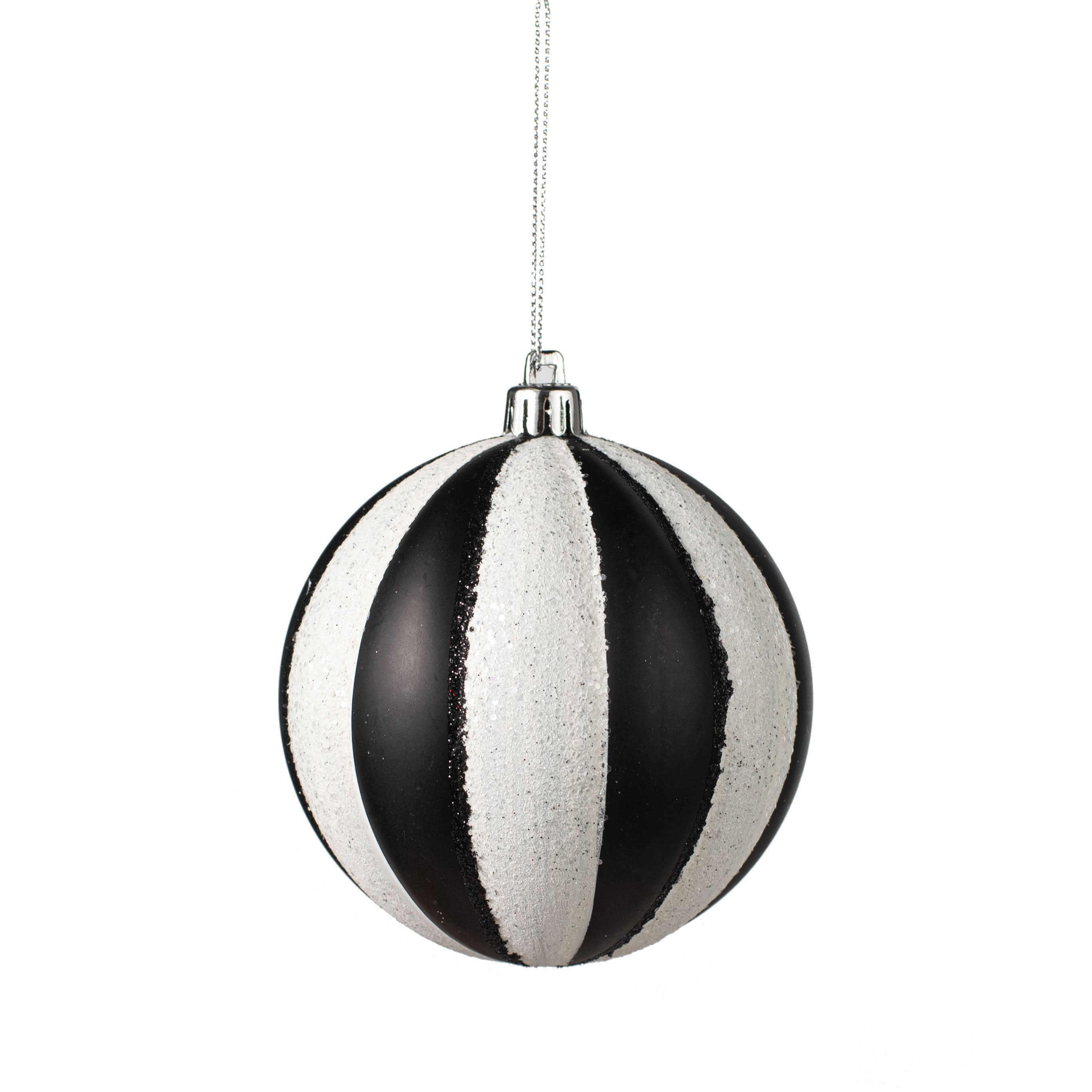 100MM Wide Vertical Stripe Ball Ornament: Black & White Item Number: XY8833TX