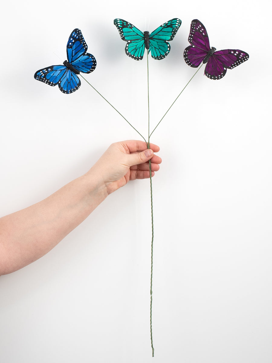 24" Monarch Butterfly Spray: Blue, Purple, Green detail photo 3