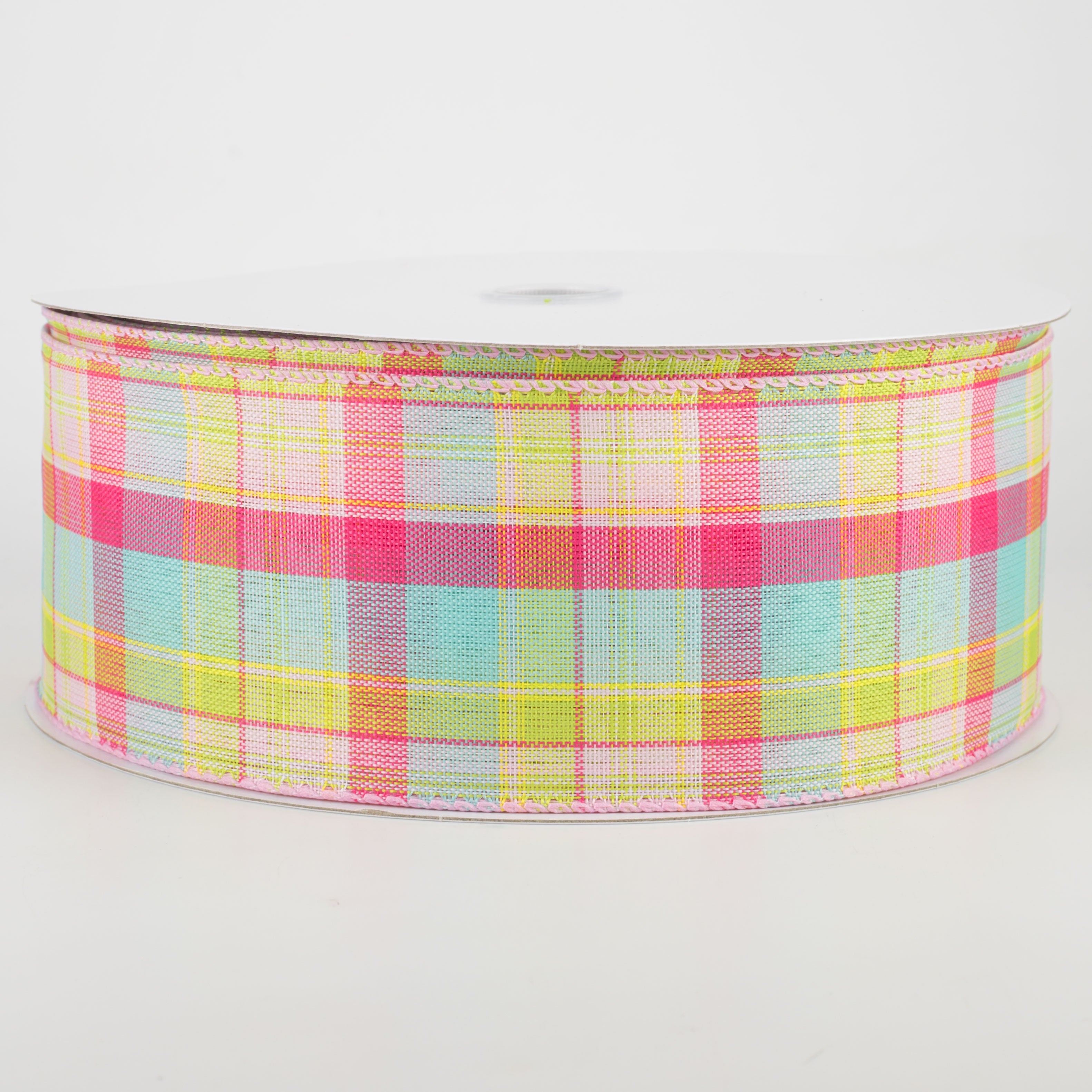 2.5" Montana Plaid Ribbon: Aqua, Pink, Lime (50 Yards)