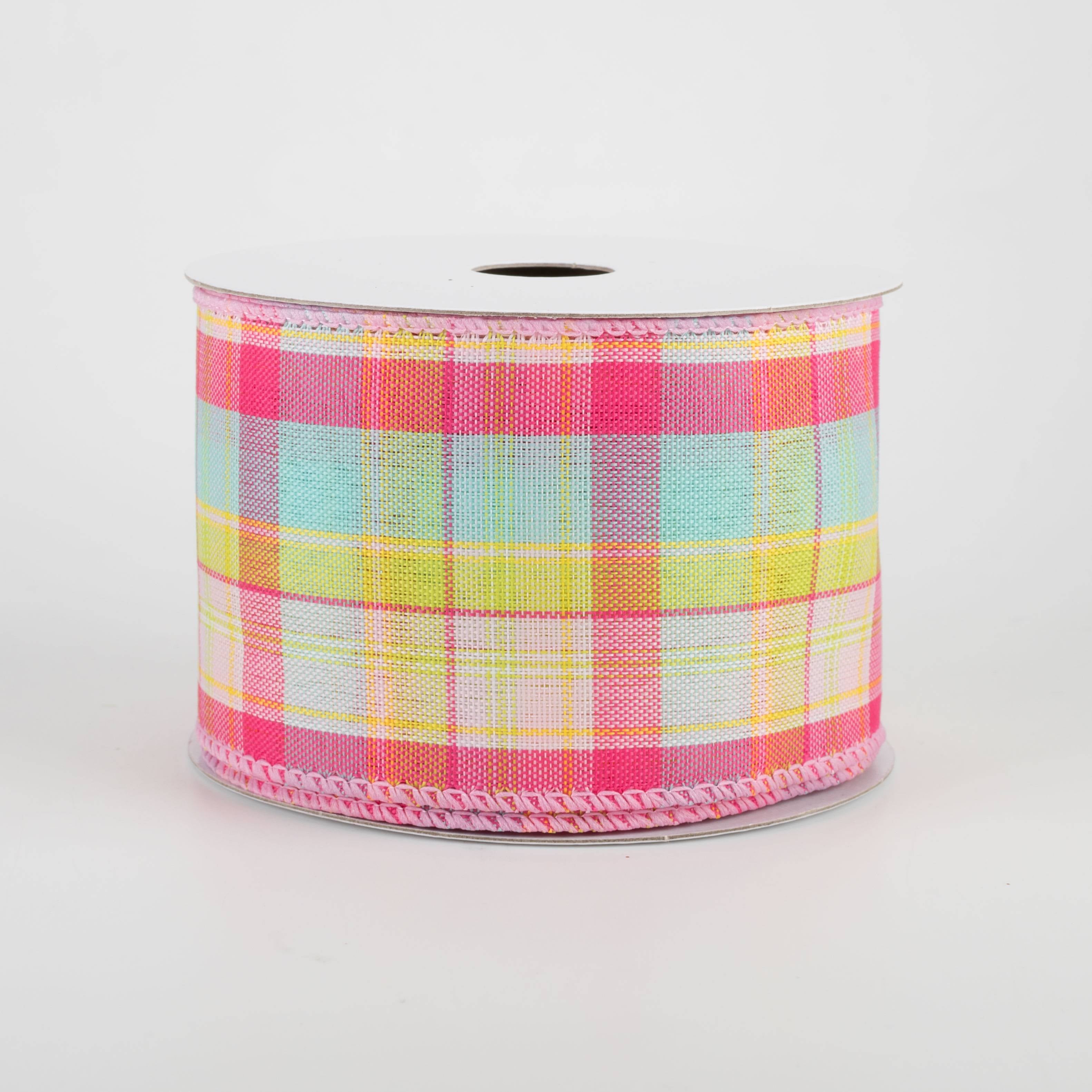 2.5" Montana Plaid Ribbon: Aqua, Pink, Lime (10 Yards) Item Number: 41109-40-28