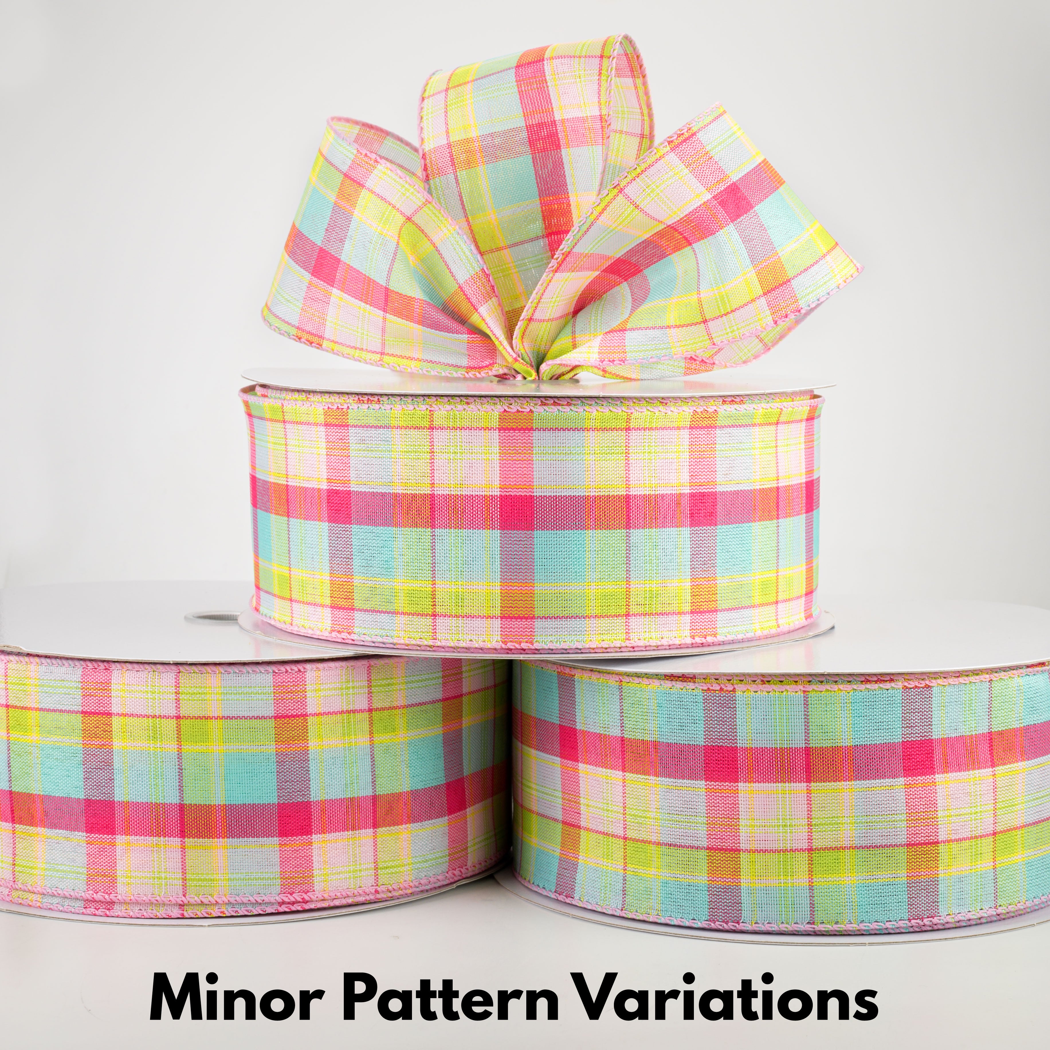 2.5" Montana Plaid Ribbon: Aqua, Pink, Lime (50 Yards) Lifestyle Photo