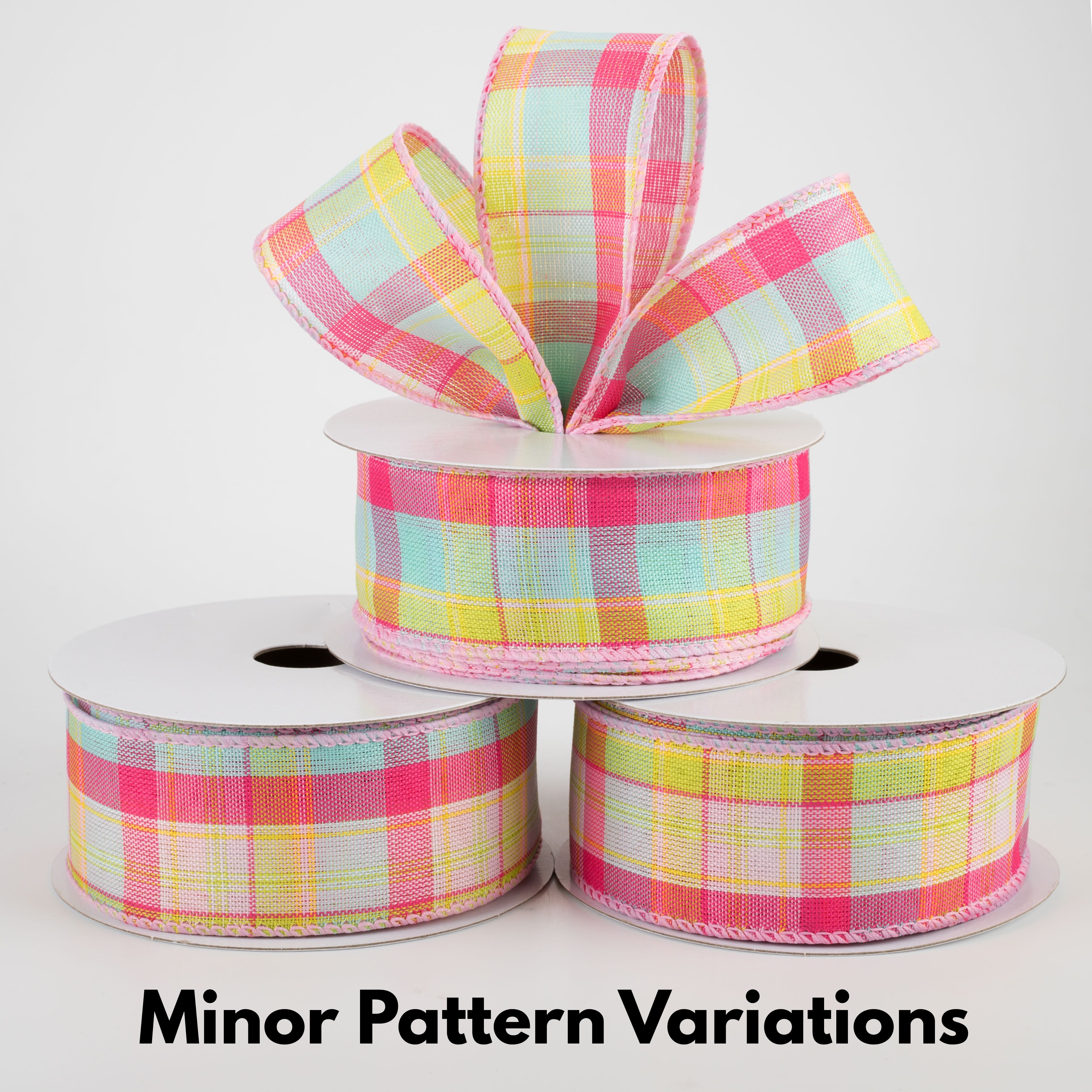 1.5" Montana Plaid Ribbon: Aqua, Pink, Lime (10 Yards) Lifestyle Photo