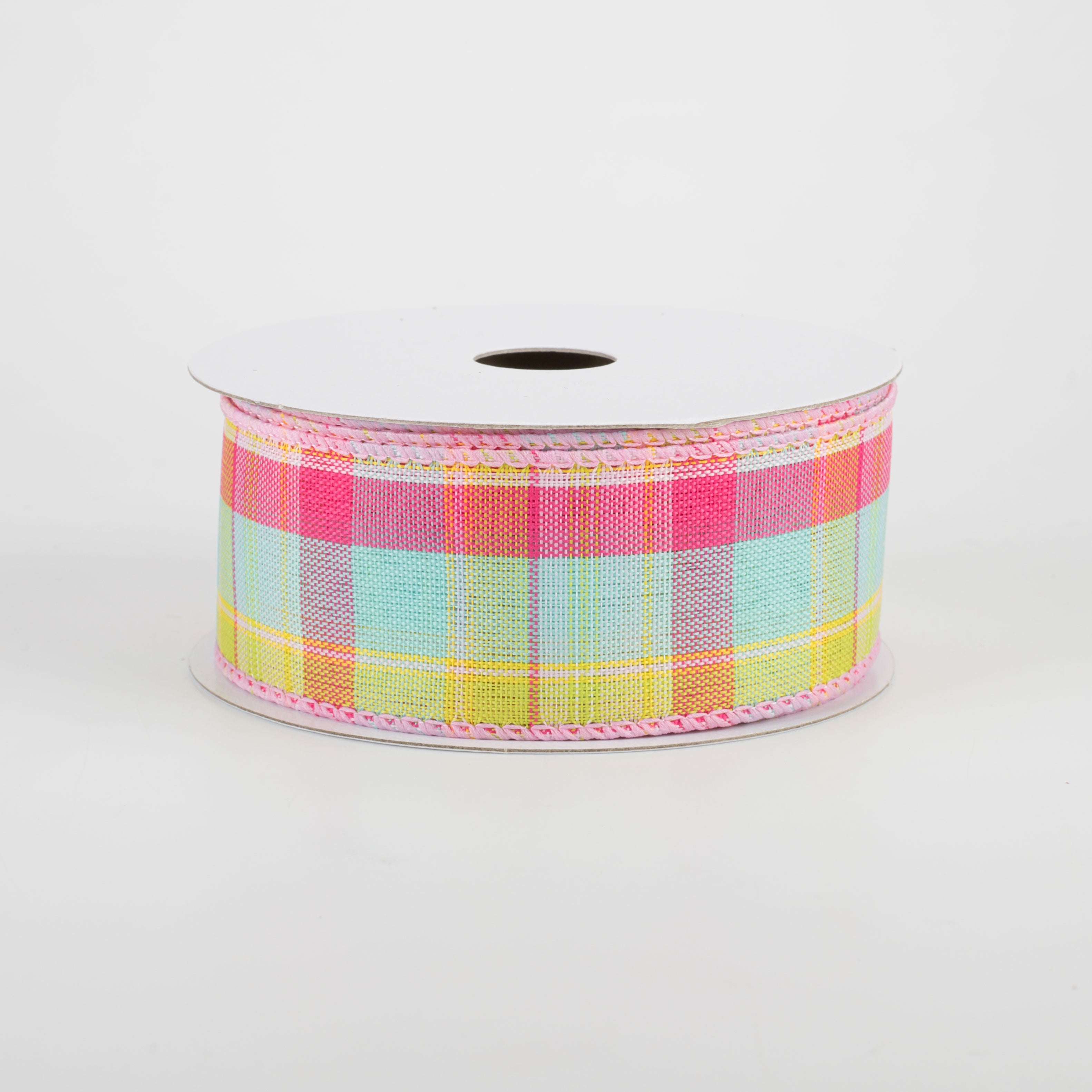 1.5" Montana Plaid Ribbon: Aqua, Pink, Lime (10 Yards)