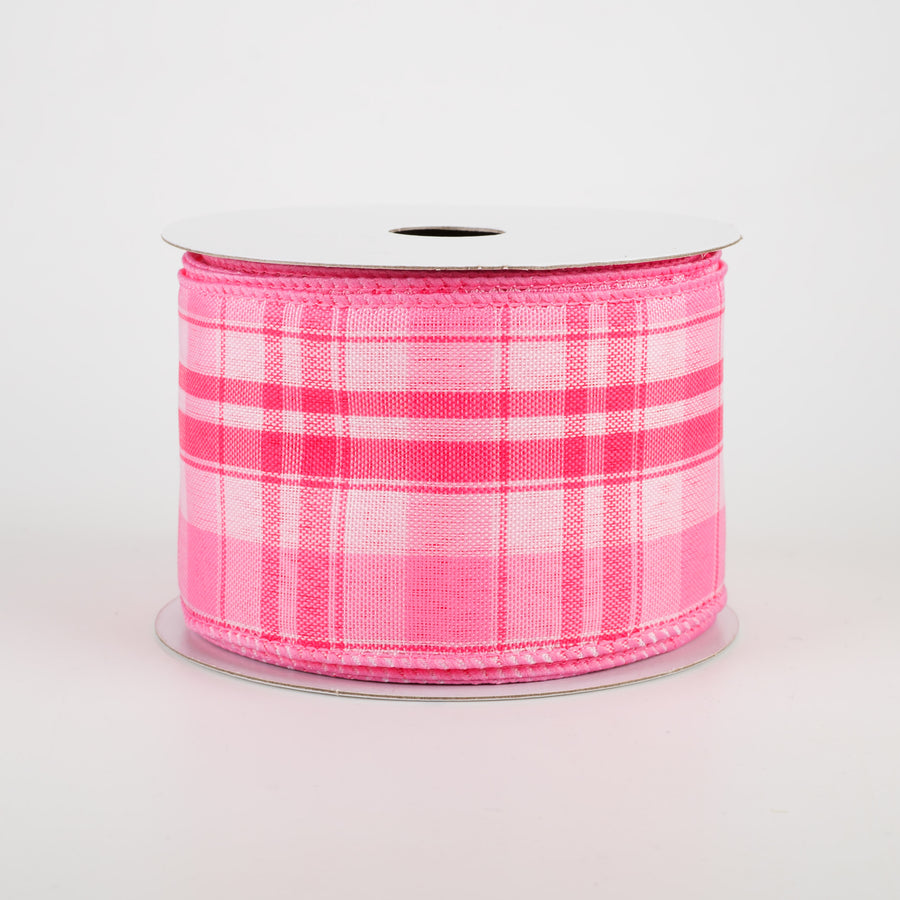 2.5" Montana Plaid Ribbon: Fuchsia, Pink, White (10 Yards) Item Number: 41110-40-44