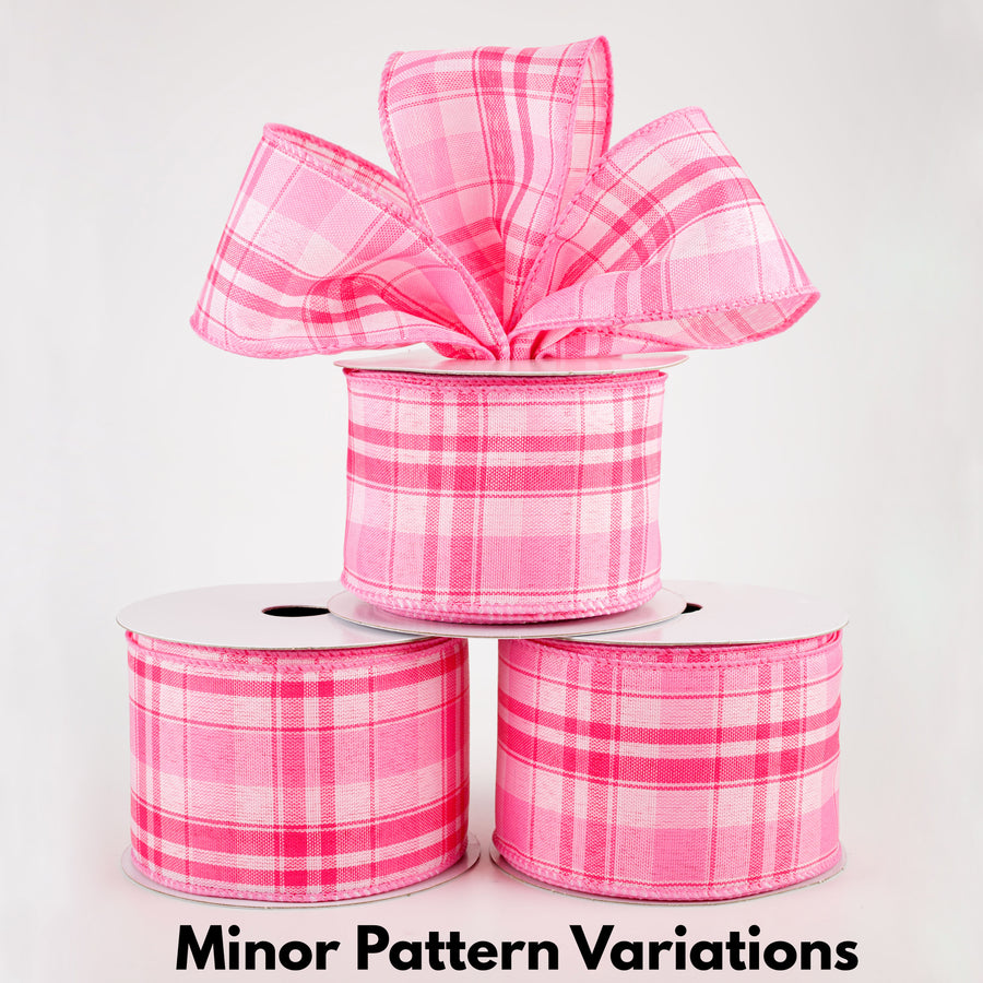 2.5" Montana Plaid Ribbon: Fuchsia, Pink, White (10 Yards) Lifestyle Photo