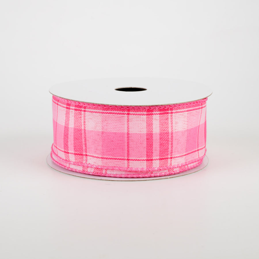 1.5" Montana Plaid Ribbon: Fuchsia, Pink, White (10 Yards)