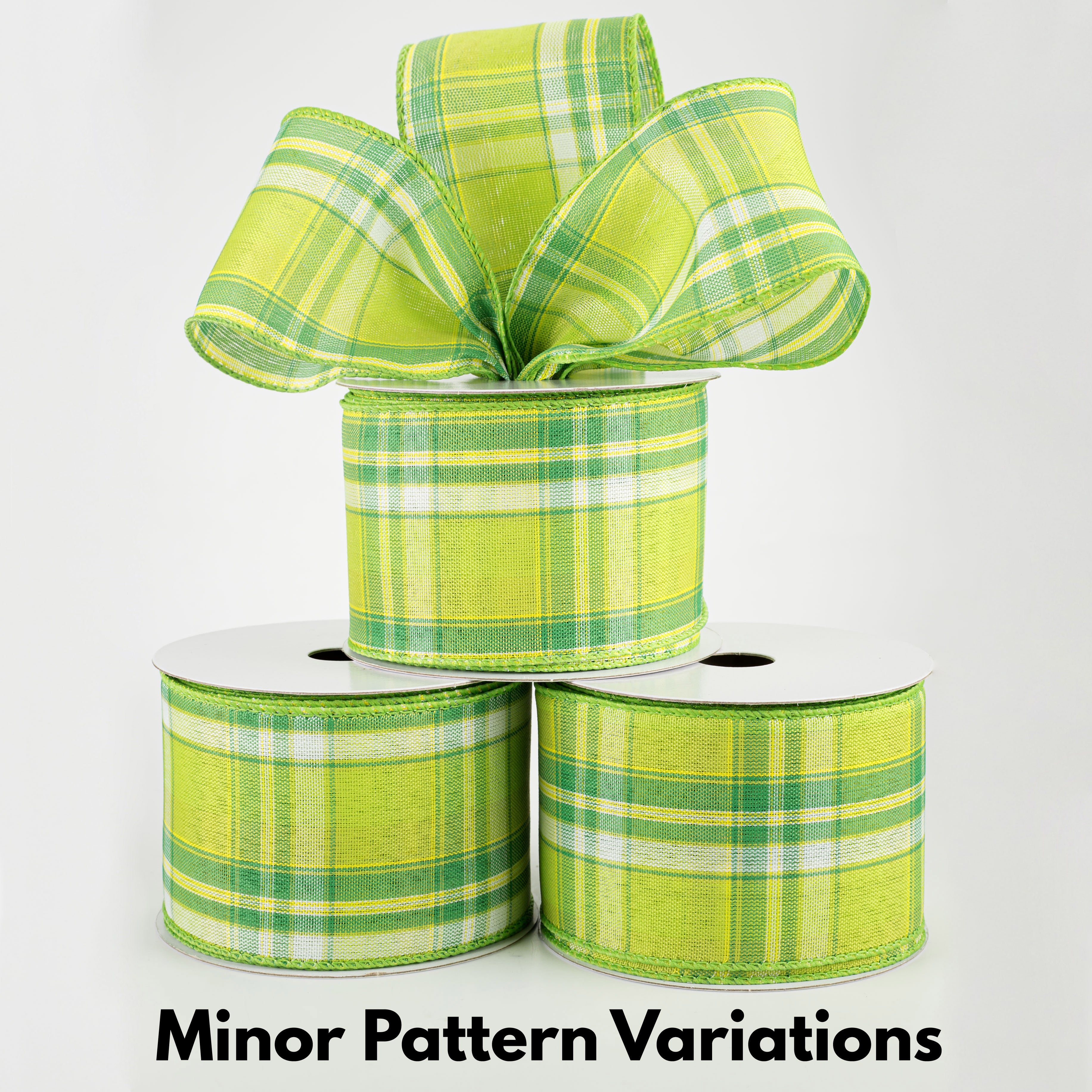 2.5" Montana Plaid Ribbon: Green, White, Lime (10 Yards) Lifestyle Photo