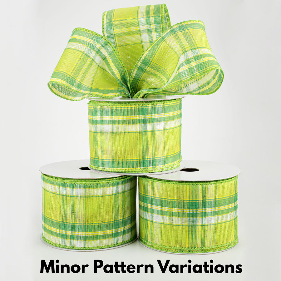 2.5" Montana Plaid Ribbon: Green, White, Lime (10 Yards) Lifestyle Photo