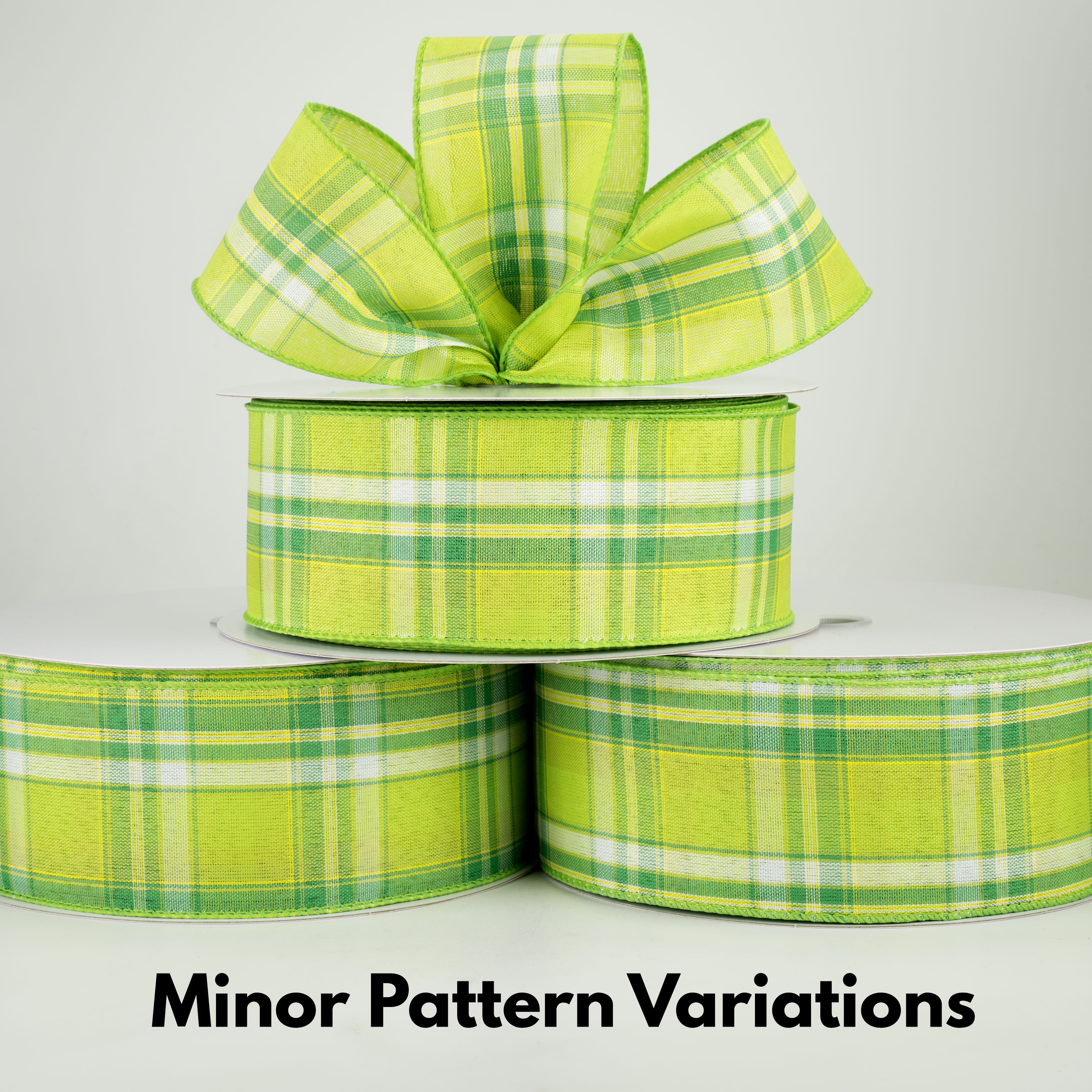 2.5" Montana Plaid Ribbon: Green, White, Lime (50 Yards) Lifestyle Photo