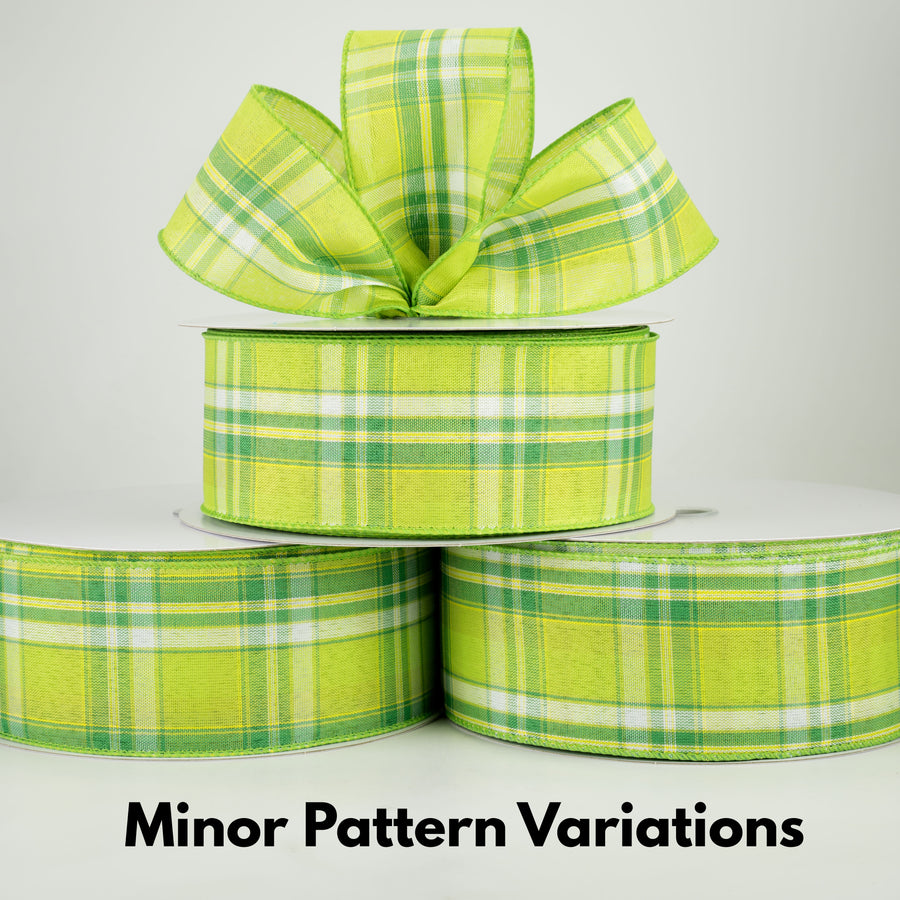 2.5" Montana Plaid Ribbon: Green, White, Lime (50 Yards) Lifestyle Photo